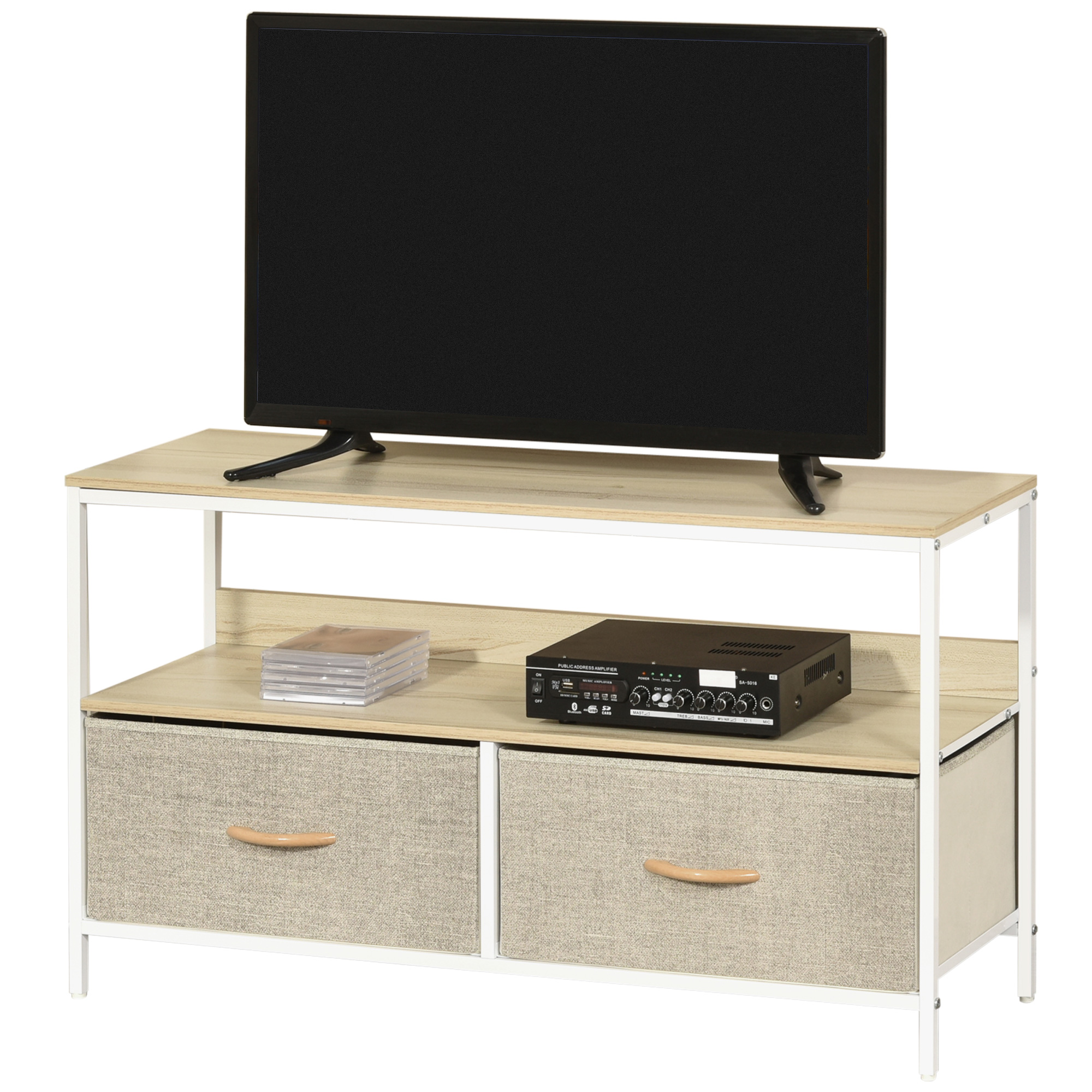 TV Stand Cabinet With 2 Foldable Drawers - Maple Colour_voghion.com