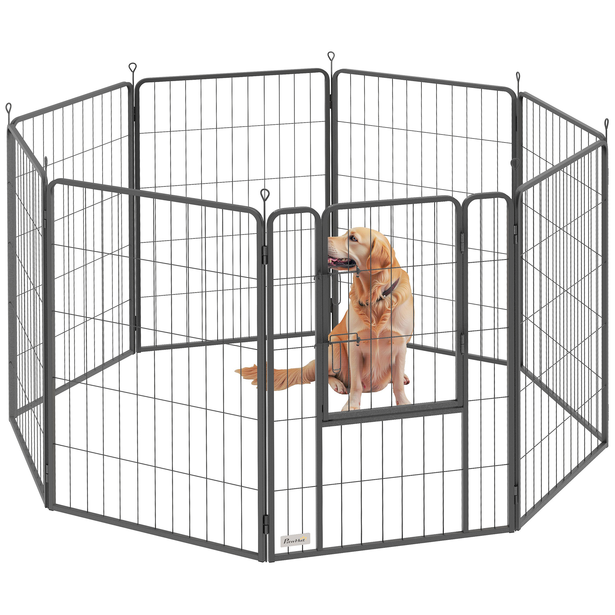 39 Inch Exercise Pen, Heavy Duty Dog Playpen, 8 Panel Metal Pet Fence for Medium and Large Dogs, Black