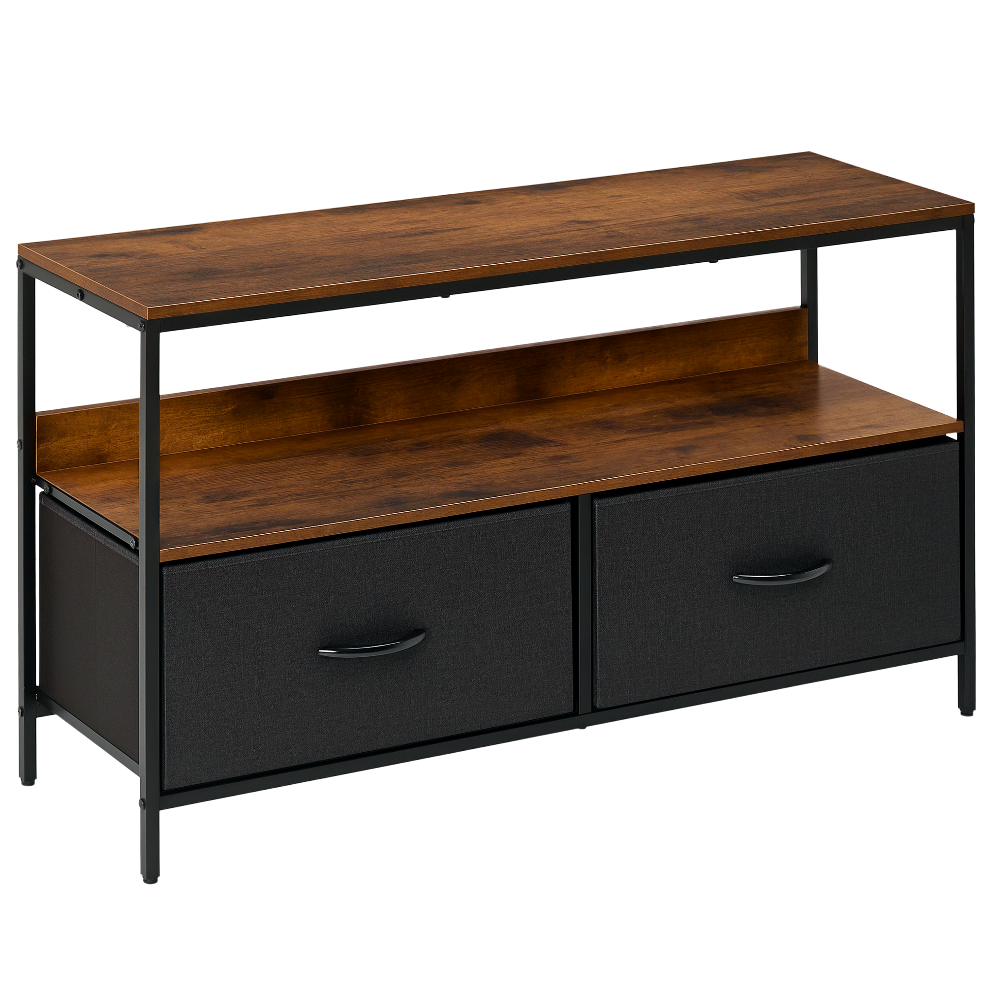 TV Stand Cabinet With 2 Foldable Drawers - Rustic Brown_voghion.com