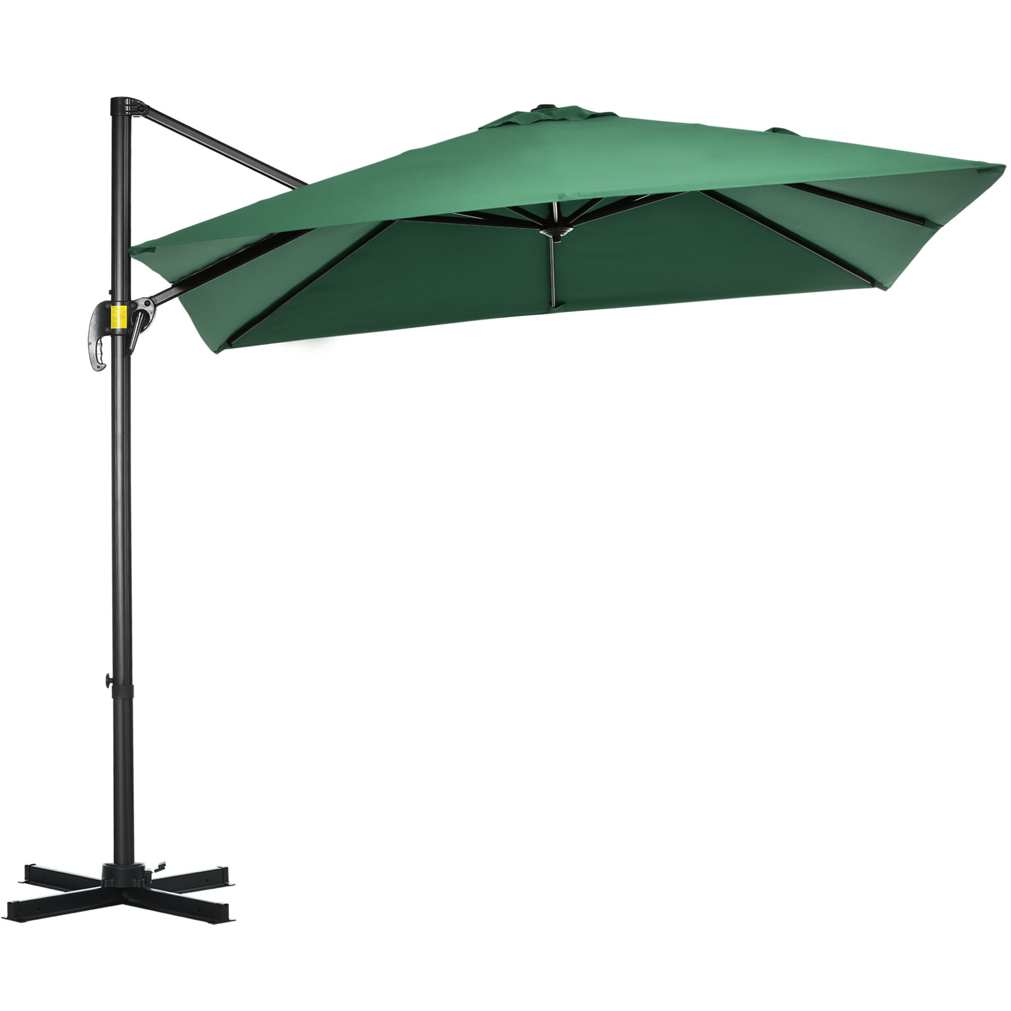 Parasol carré rotatif vert vue d'ensemble