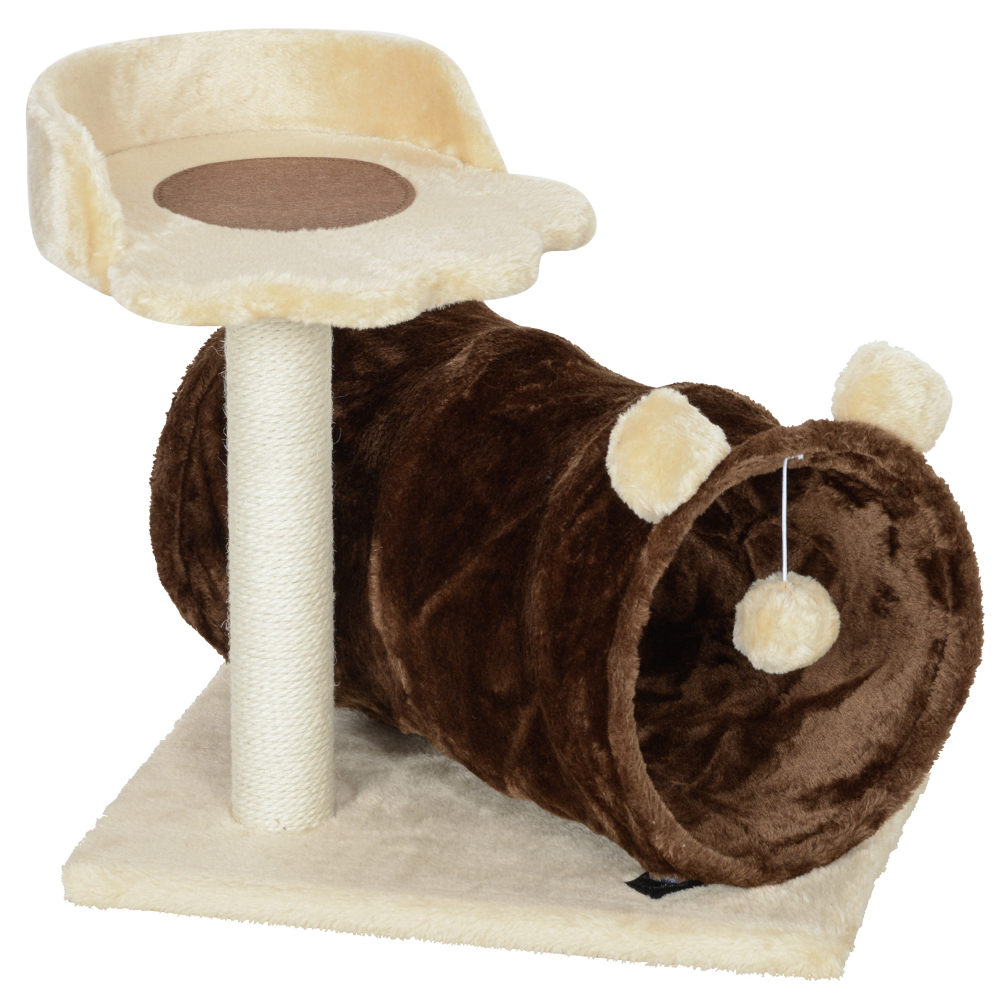 Arbre À Chat Avec Tunnel, Nid, Plateformes Et Jouet, Marron_voghion.com