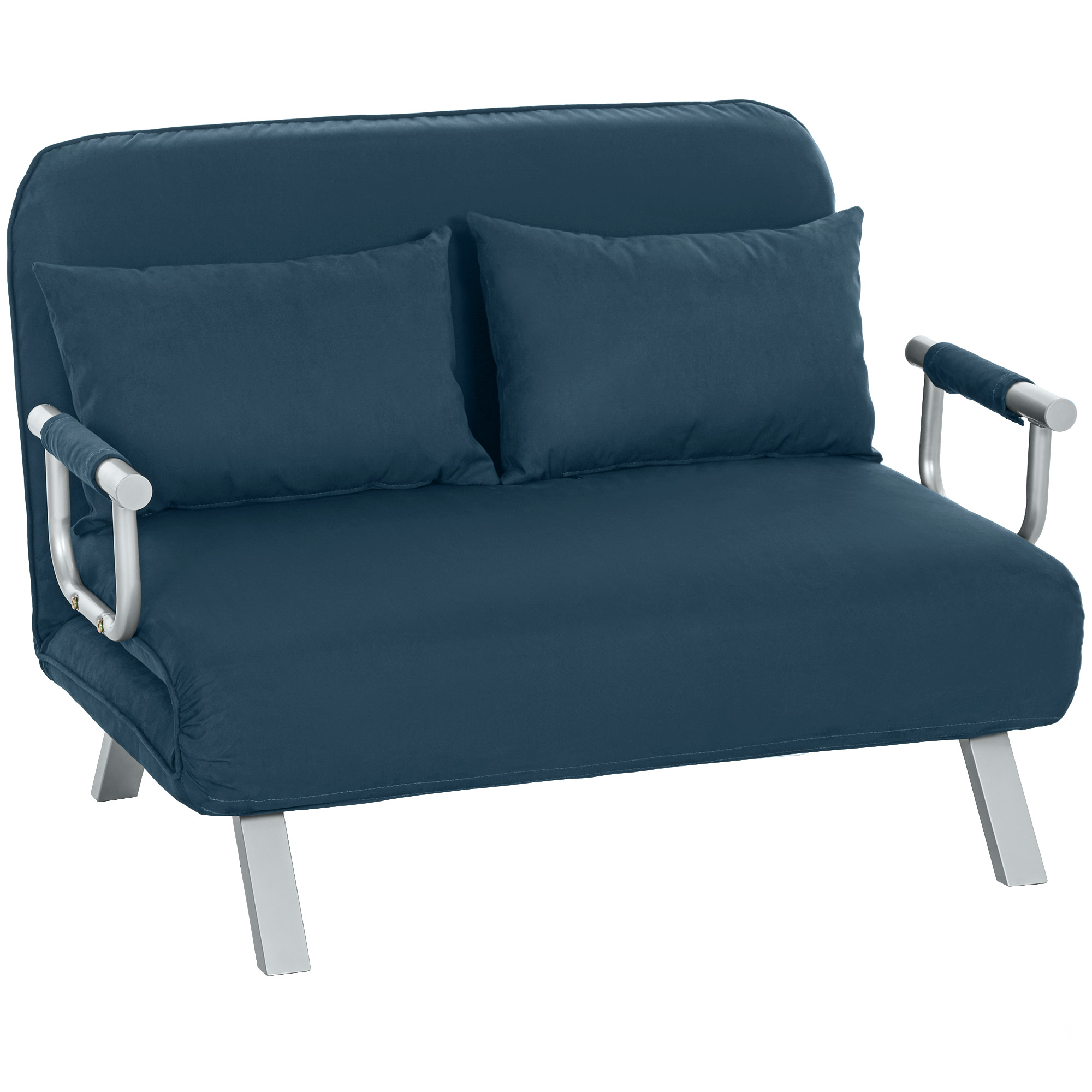 Two-Seater Click-Clack Sofa Bed - Navy Blue_voghion.com