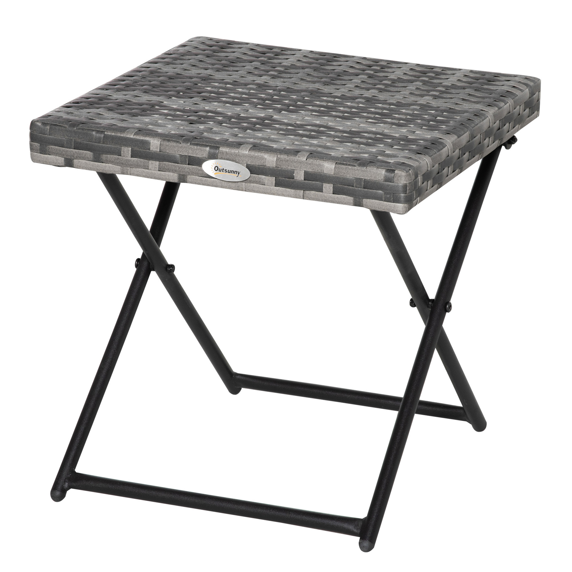 Mesa plegable cuadrada de ratán PE gris vista general