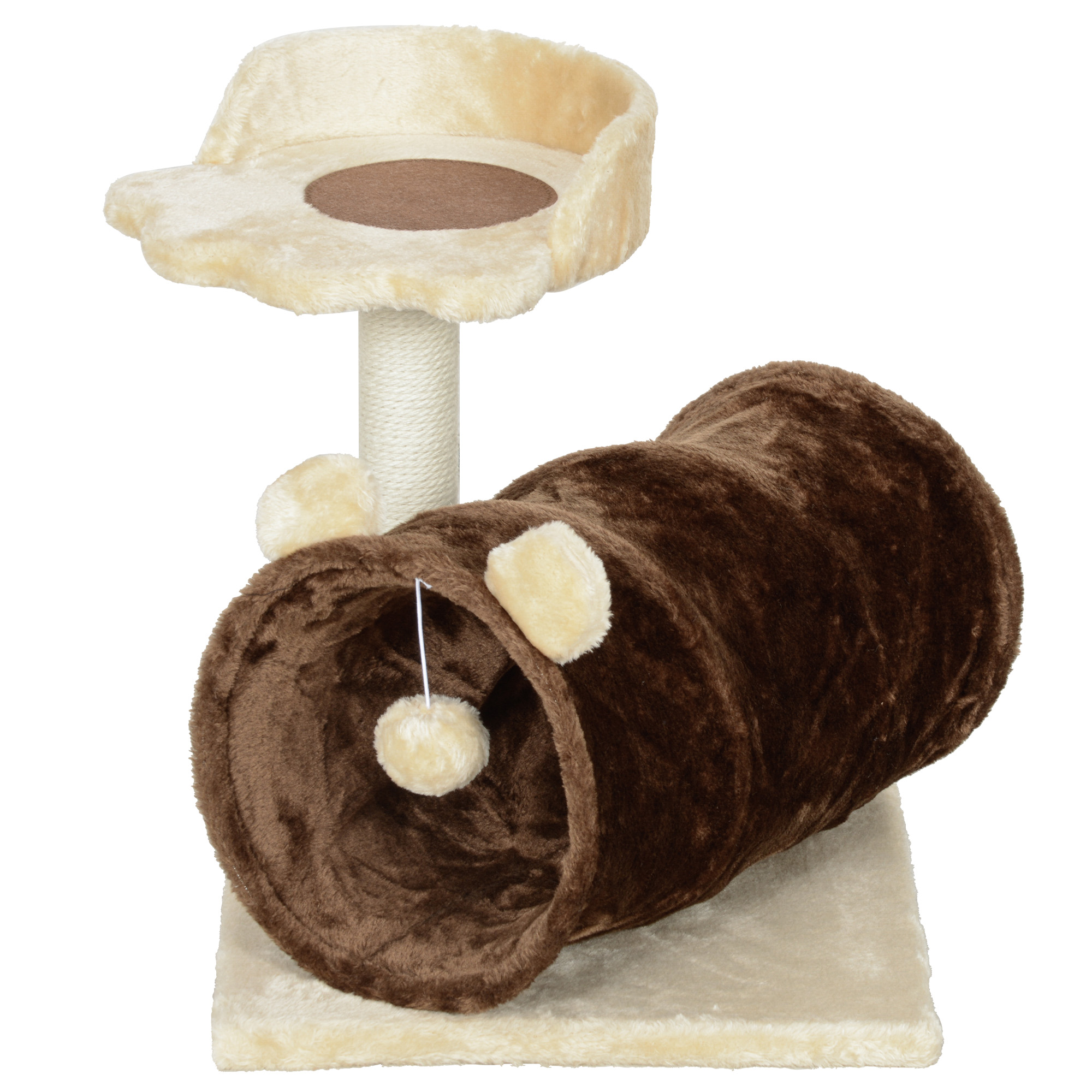 Arbre À Chat Avec Tunnel, Nid, Plateformes Et Jouet, Marron_voghion.com