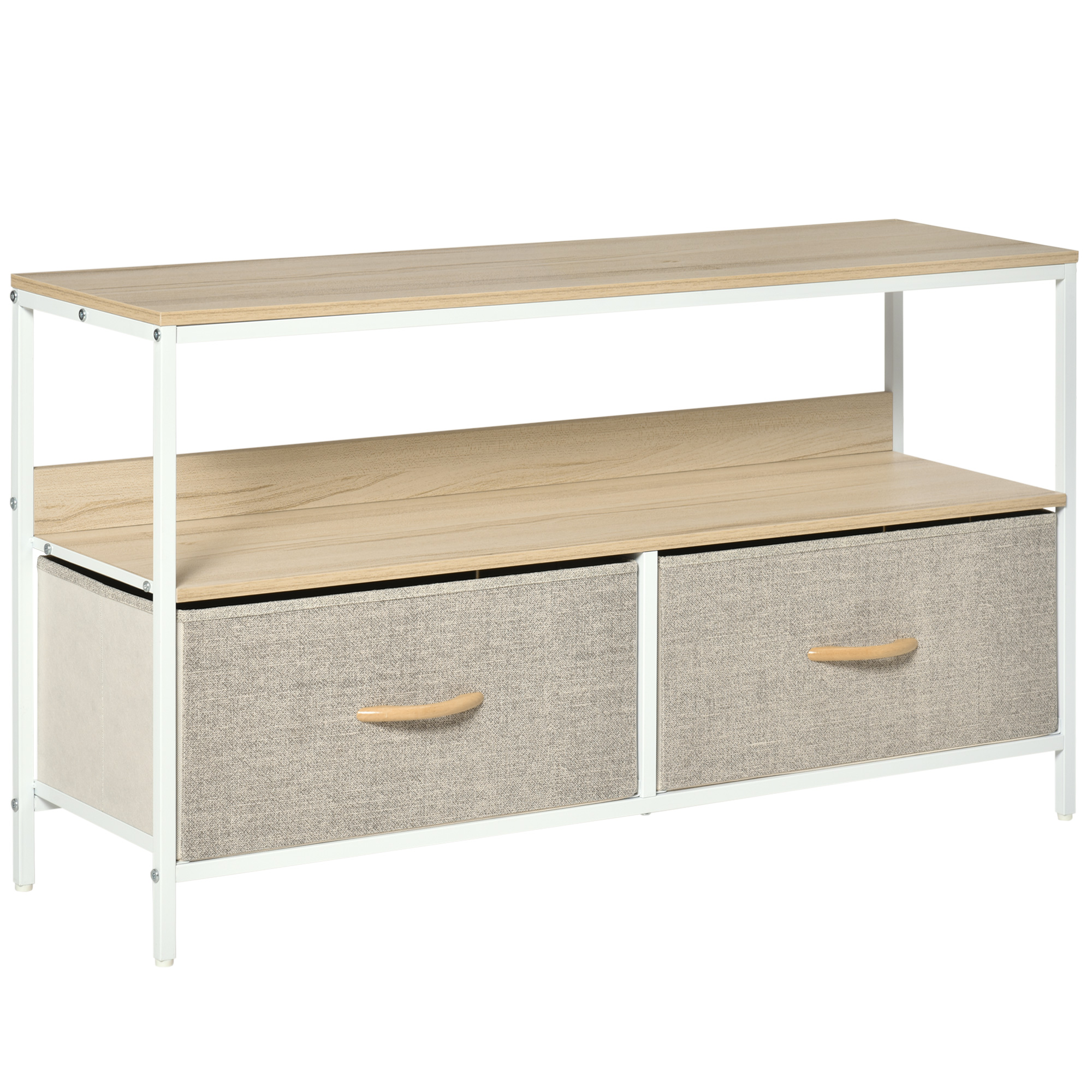 TV Stand Cabinet With 2 Foldable Drawers - Maple Colour_voghion.com