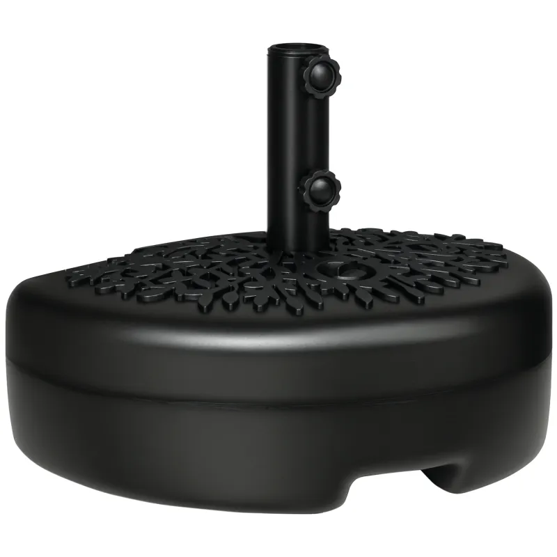 Half Round Umbrella Base, Sand or Water Filled Half Patio Umbrella Stand Holder for Lawn, Deck, Backyard and Garden, 40lb Capacity Water or 46lb Capacity Sand, Fit 1.5"or 2" Pole, Black