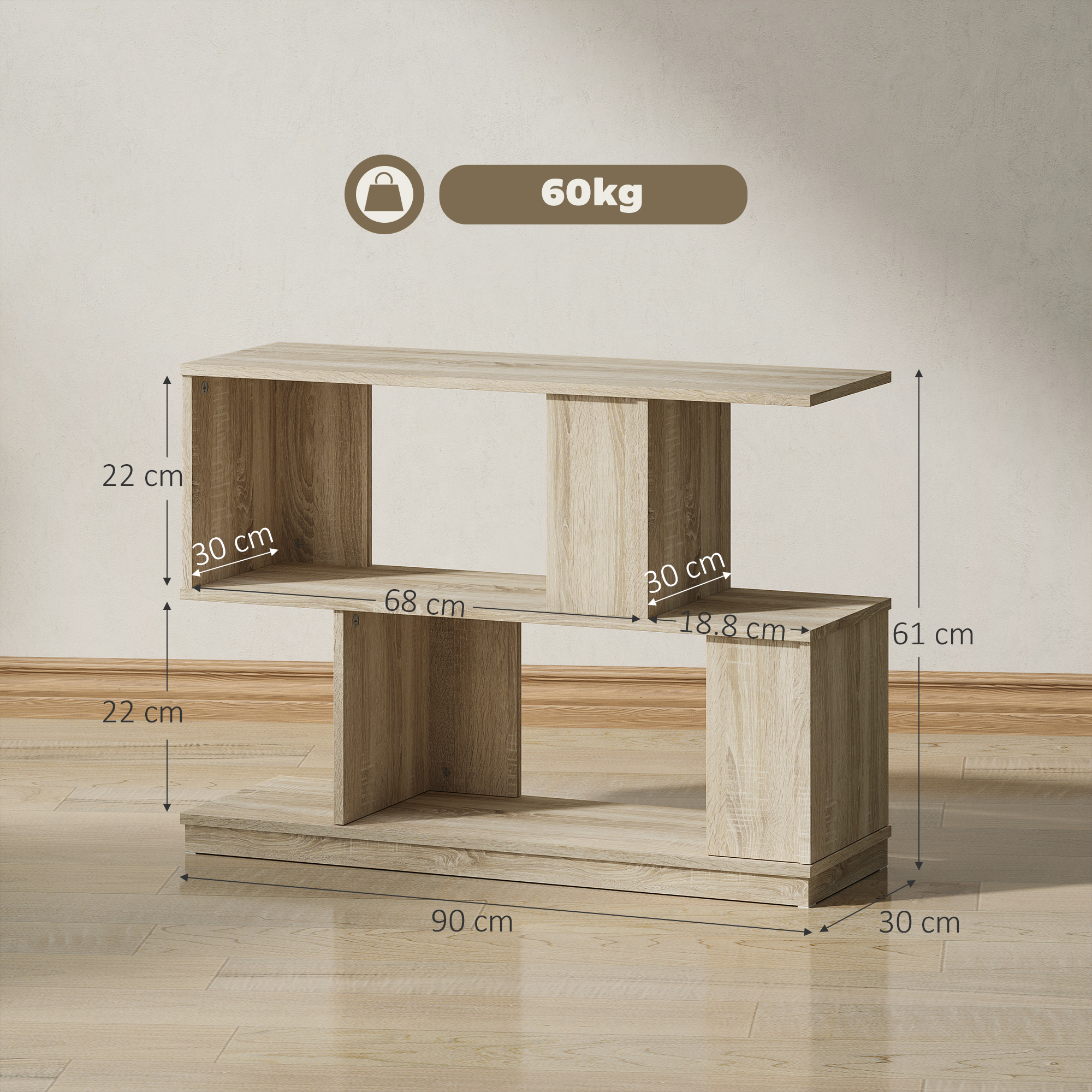 S-Shaped Side Table - Natural Wood Finish_voghion.com
