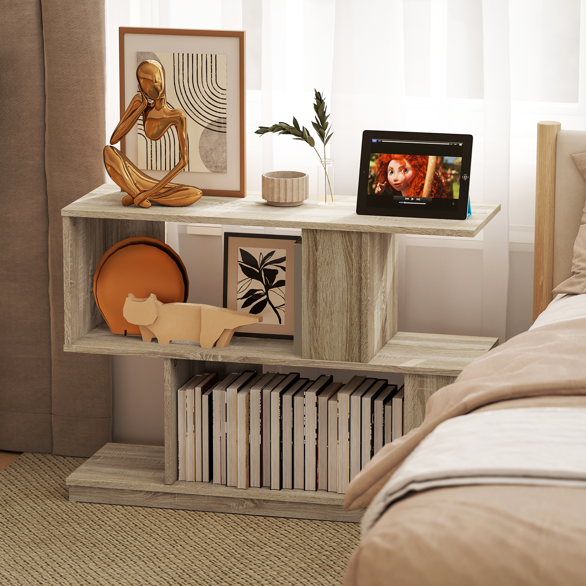 S-förmiger Beistelltisch – Naturholz-Finish_voghion.com