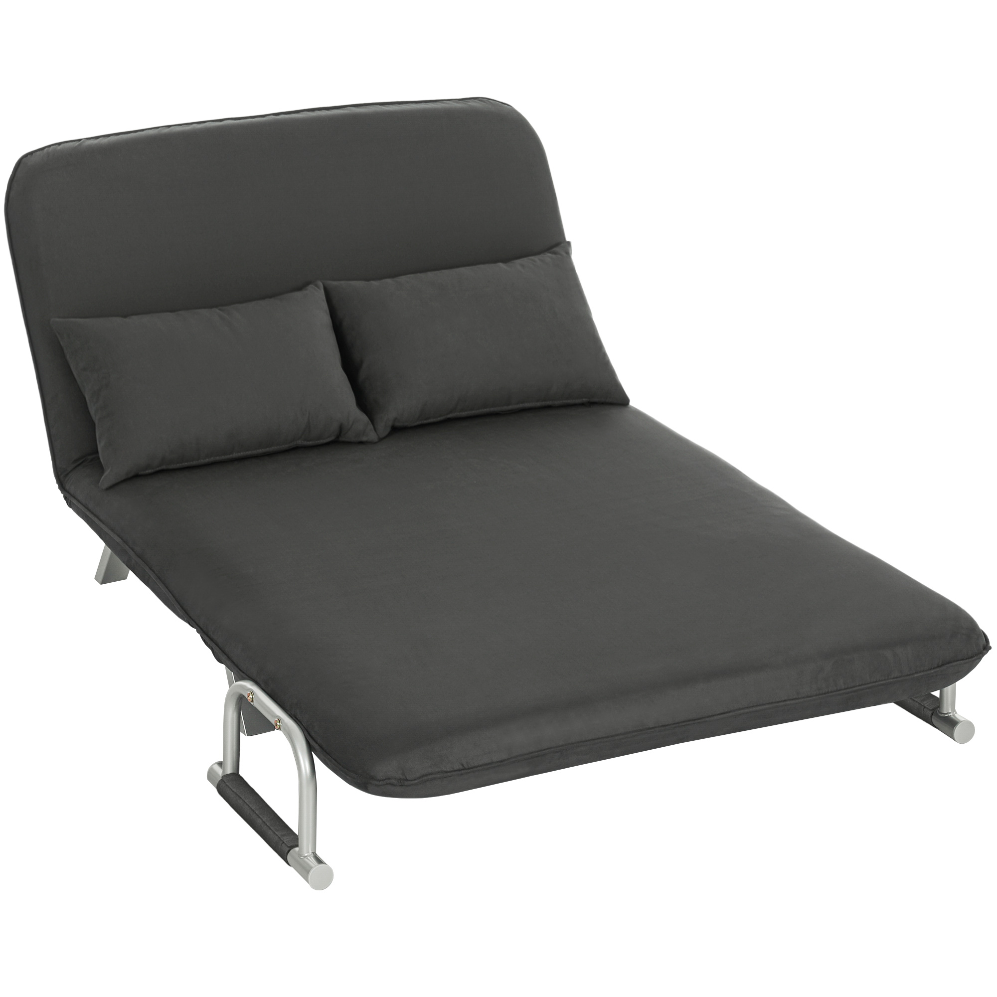 Two-Seater Click-Clack Sofa Bed - Charcoal Grey_voghion.com