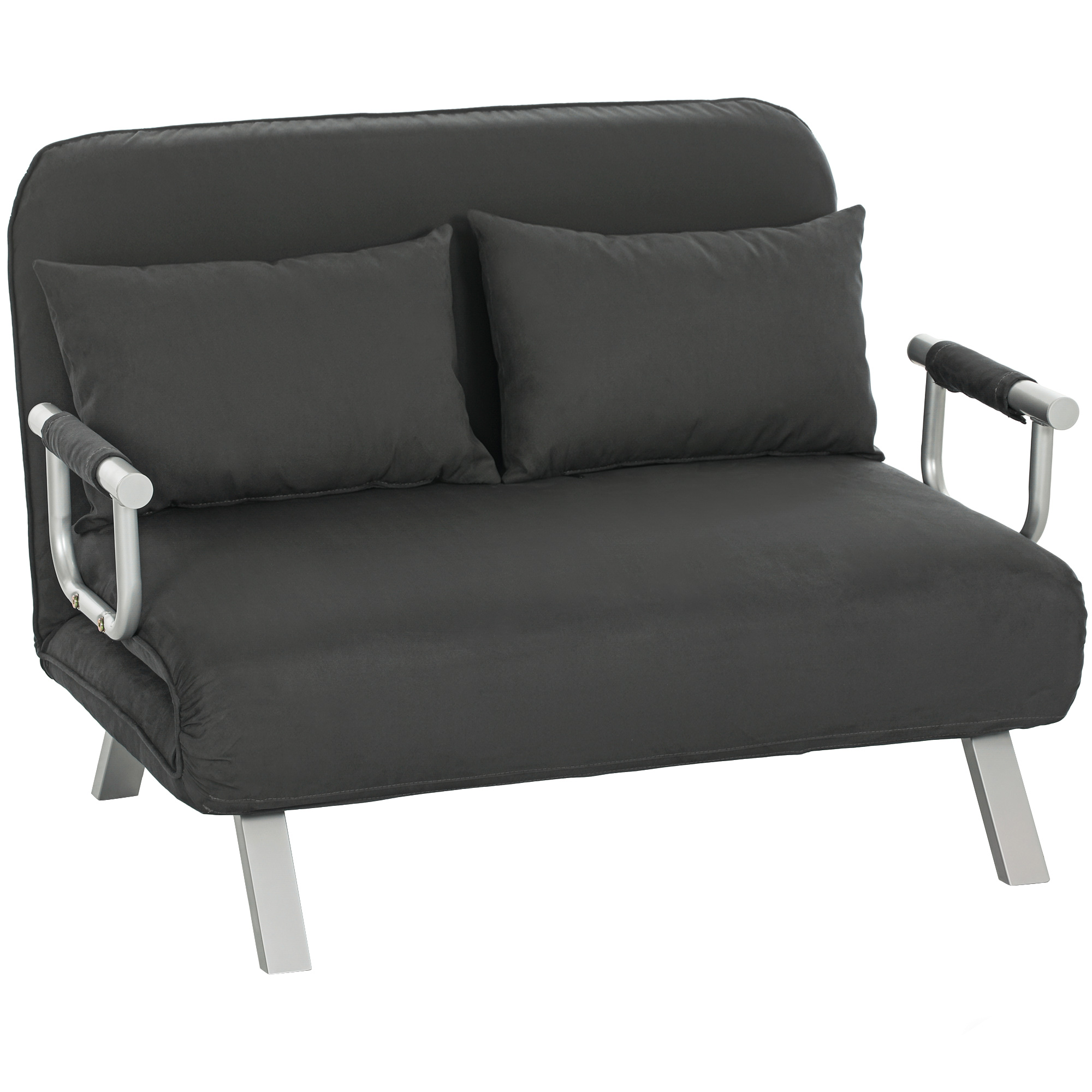 Two-Seater Click-Clack Sofa Bed - Charcoal Grey_voghion.com