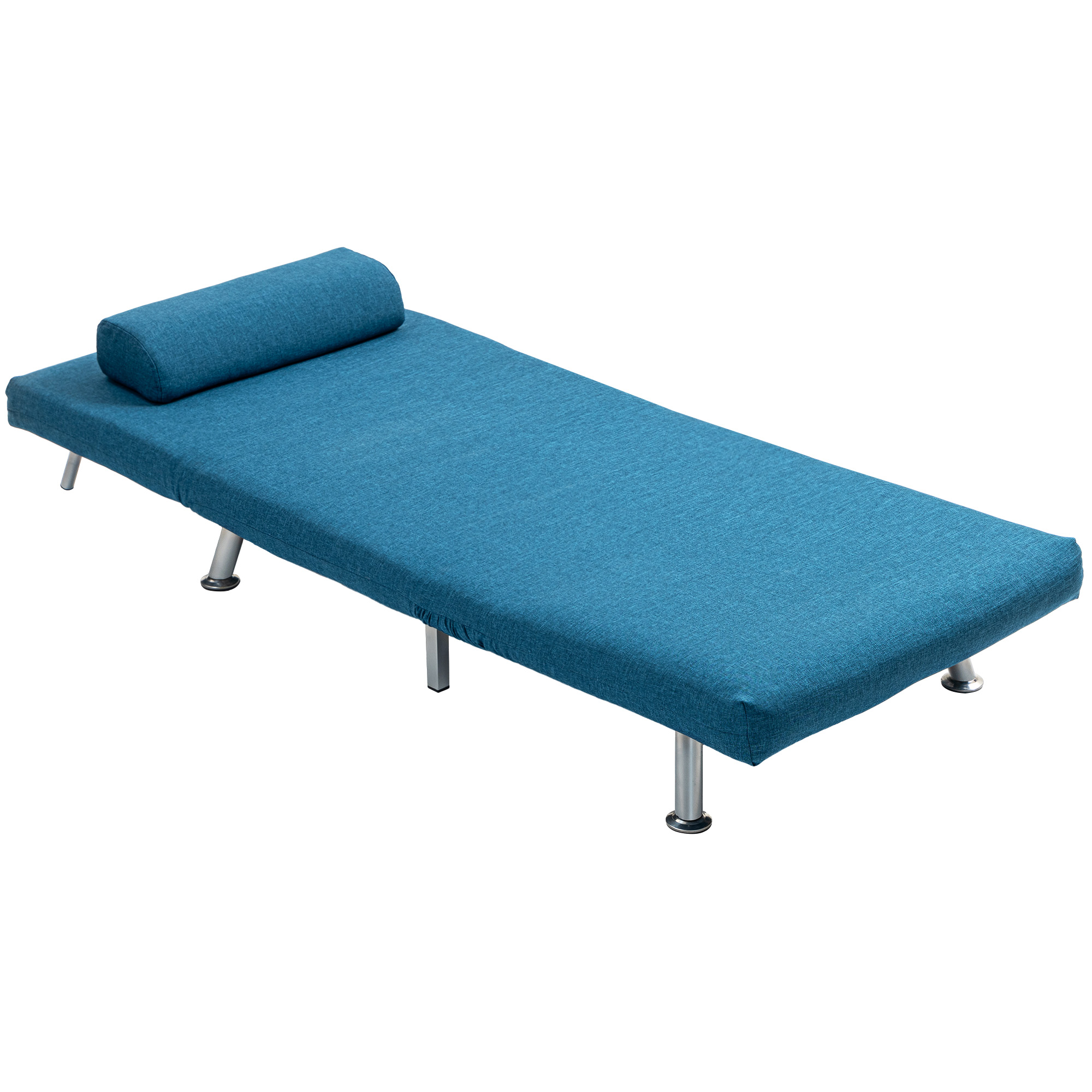 Single Linen-Look Sleeper Chair - Blue_voghion.com