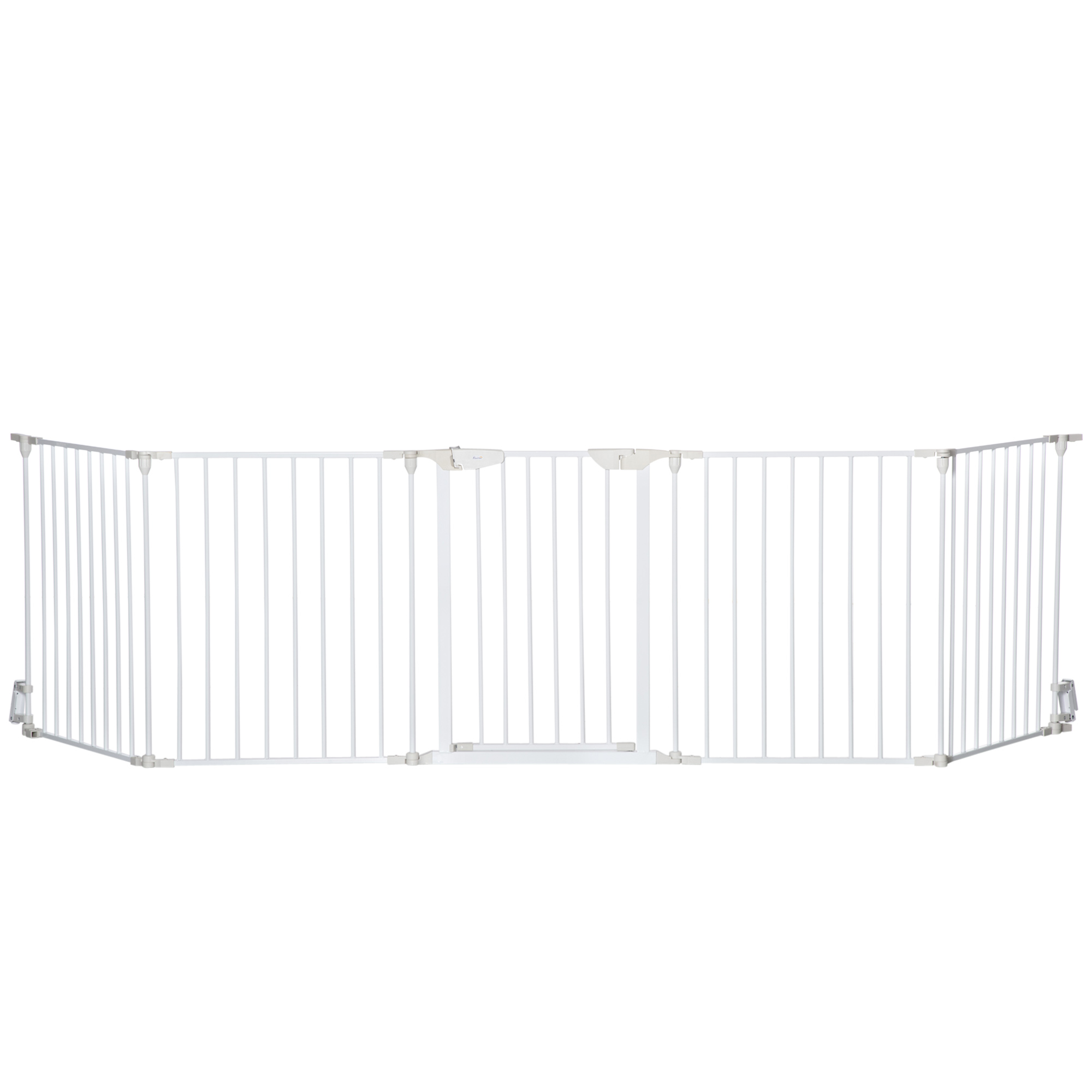 Pet Safety Gate 5 Panel Foldable For Stairs And Hallways White_voghion.com