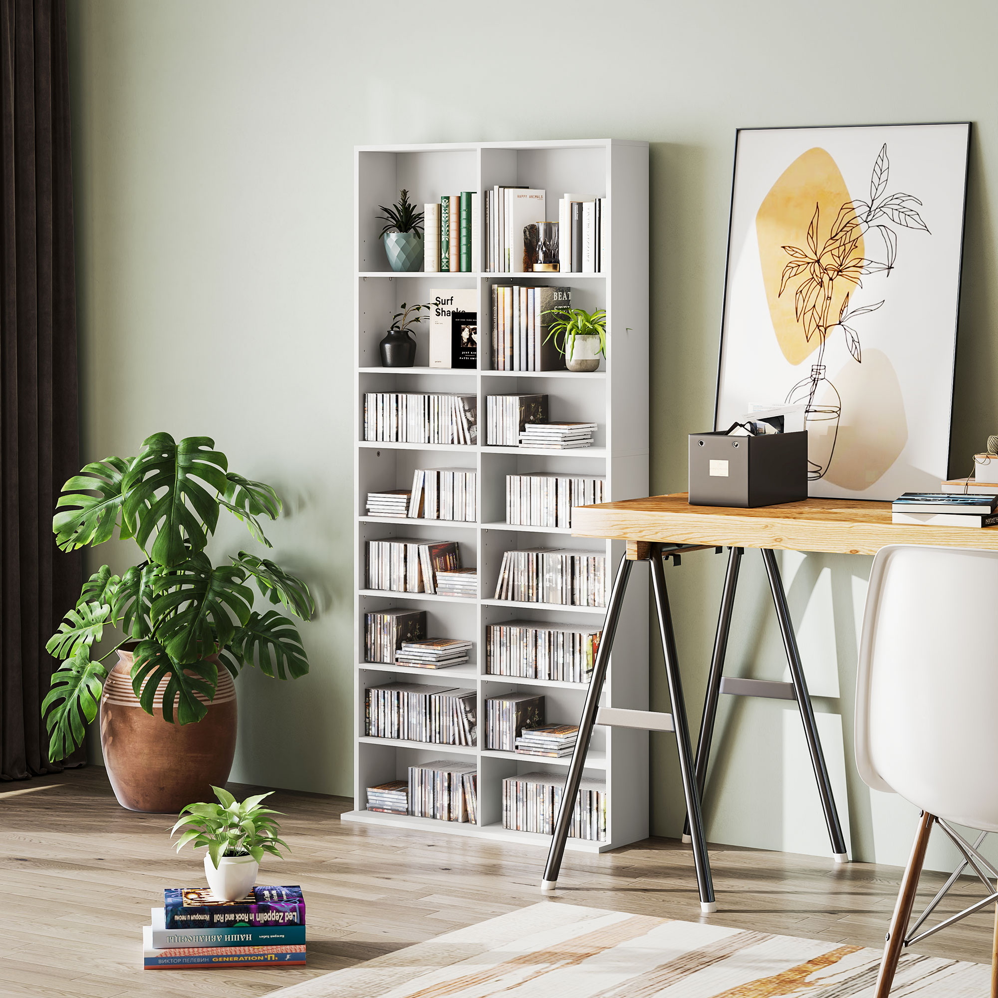 640 CD Storage Tower - White_voghion.com