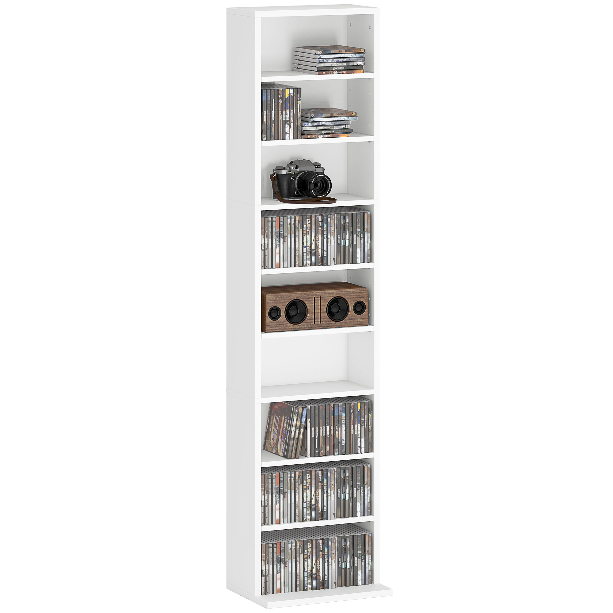 260 Narrow CD Storage Unit - White_voghion.com