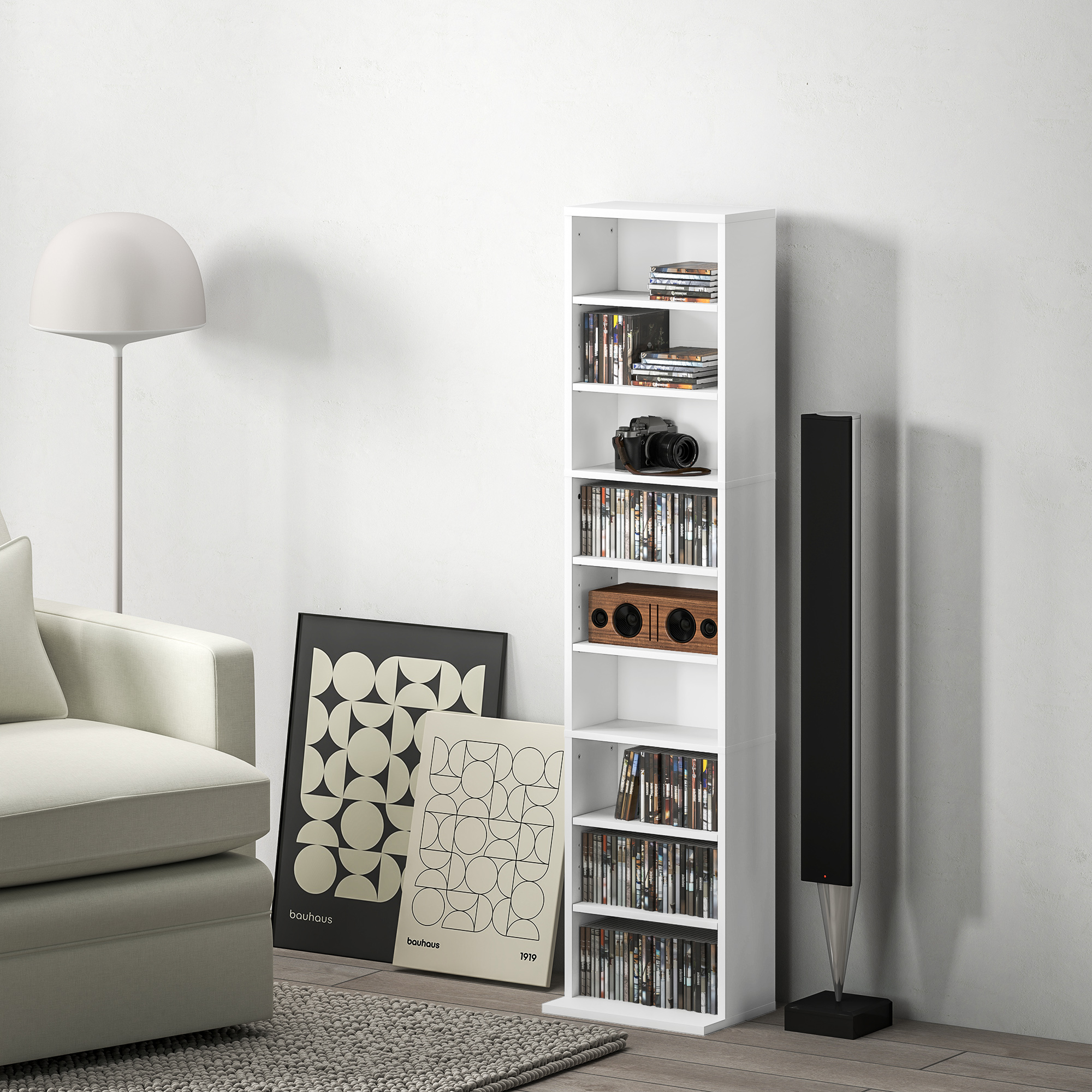 260 Narrow CD Storage Unit - White_voghion.com