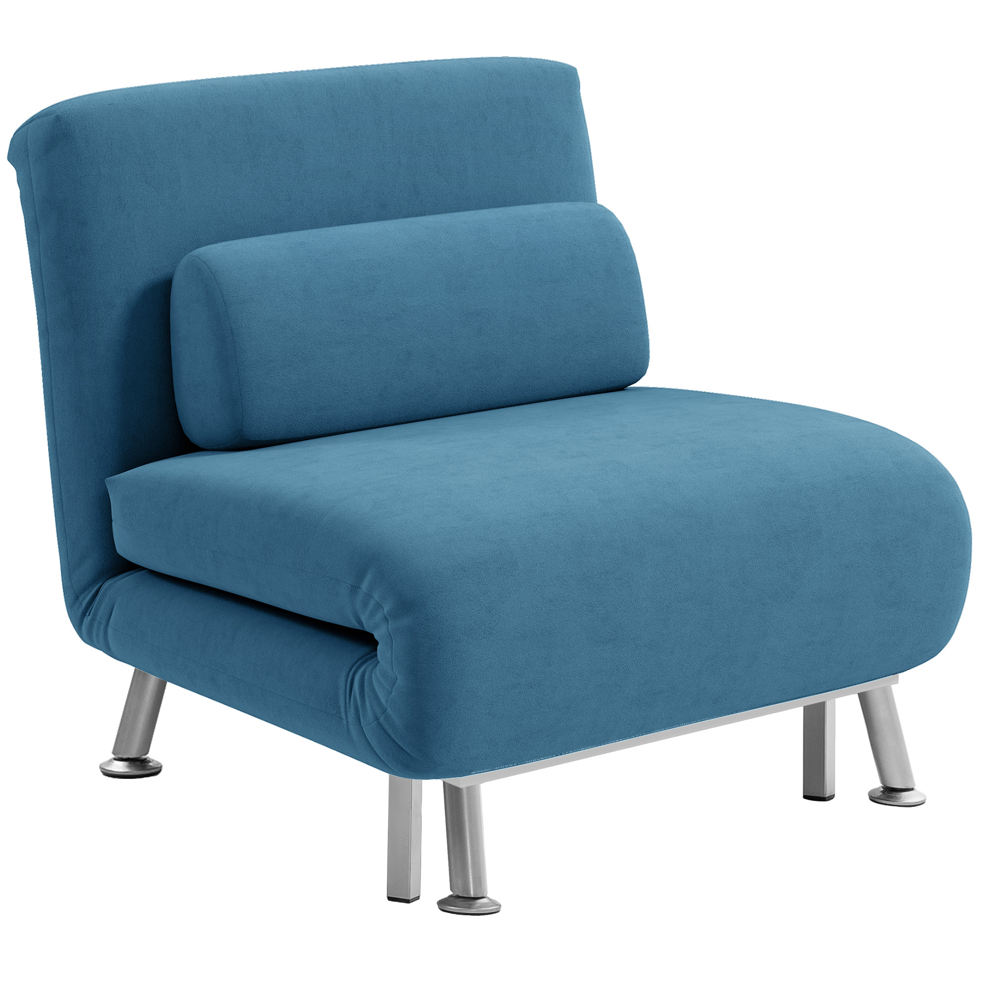 Single Velvet-Feel Sleeper Chair - Blue_voghion.com