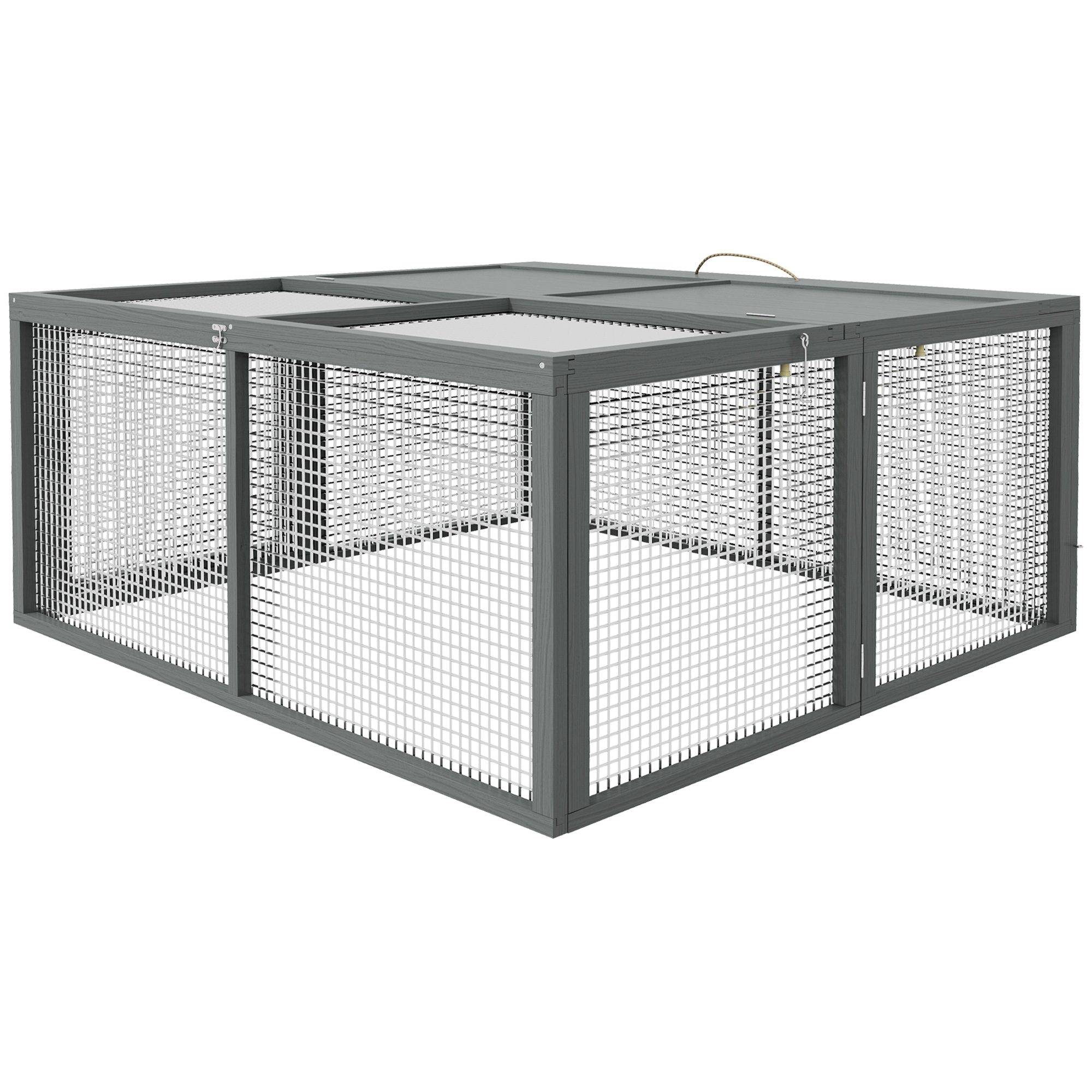 Jaula plegable para conejos Irovami, madera gris - Descripción general