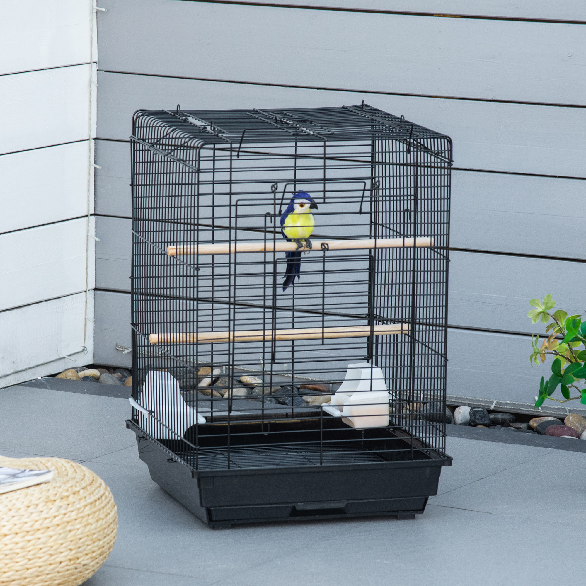 Bird Cage With Open Roof And Removable Tray For Birds_voghion.com