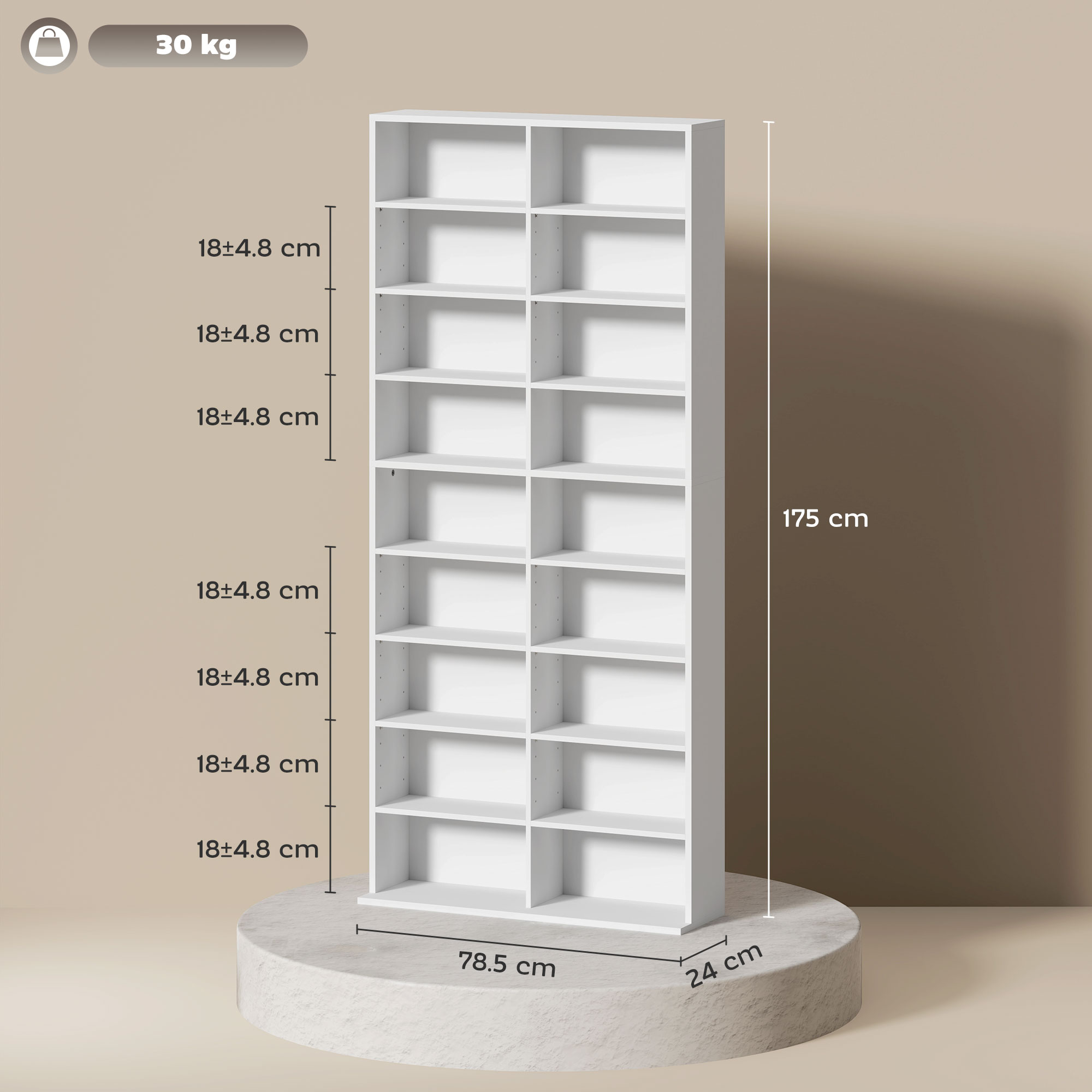 640 CD Storage Tower - White_voghion.com