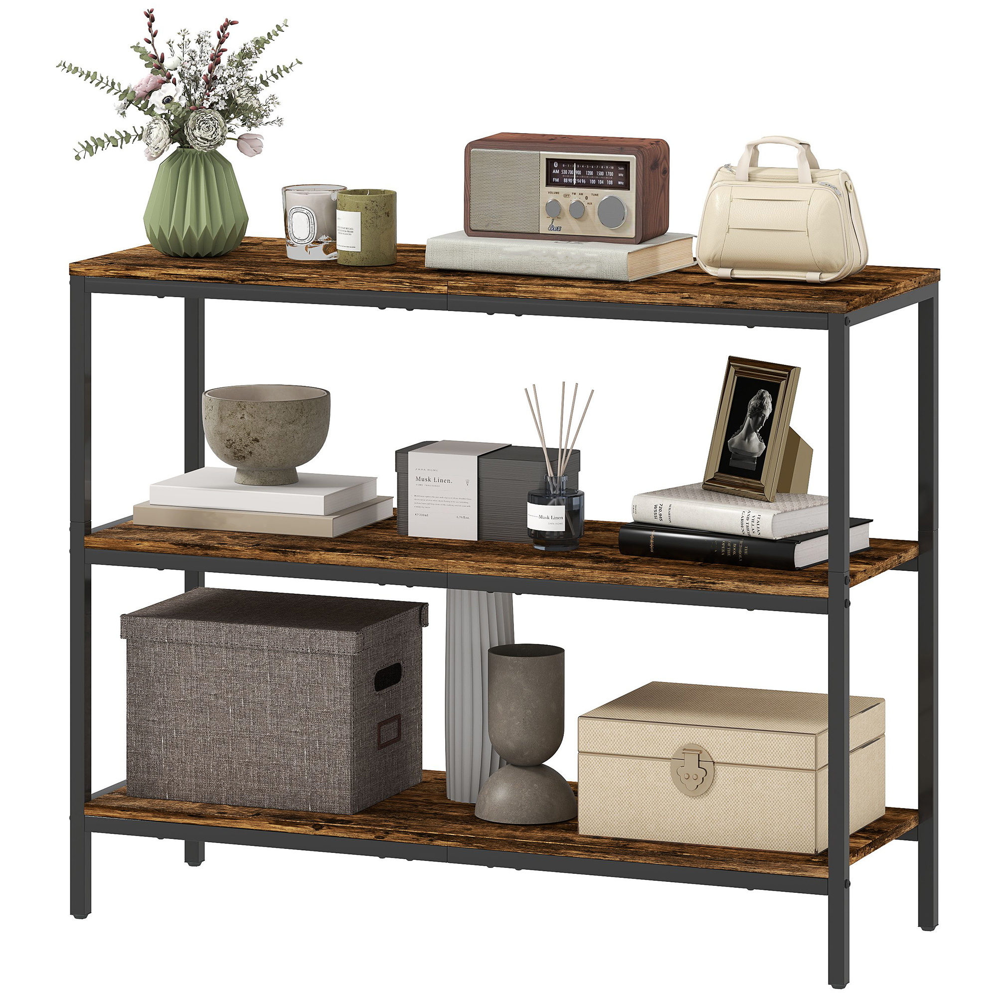 Irovami 3-tier brown console table