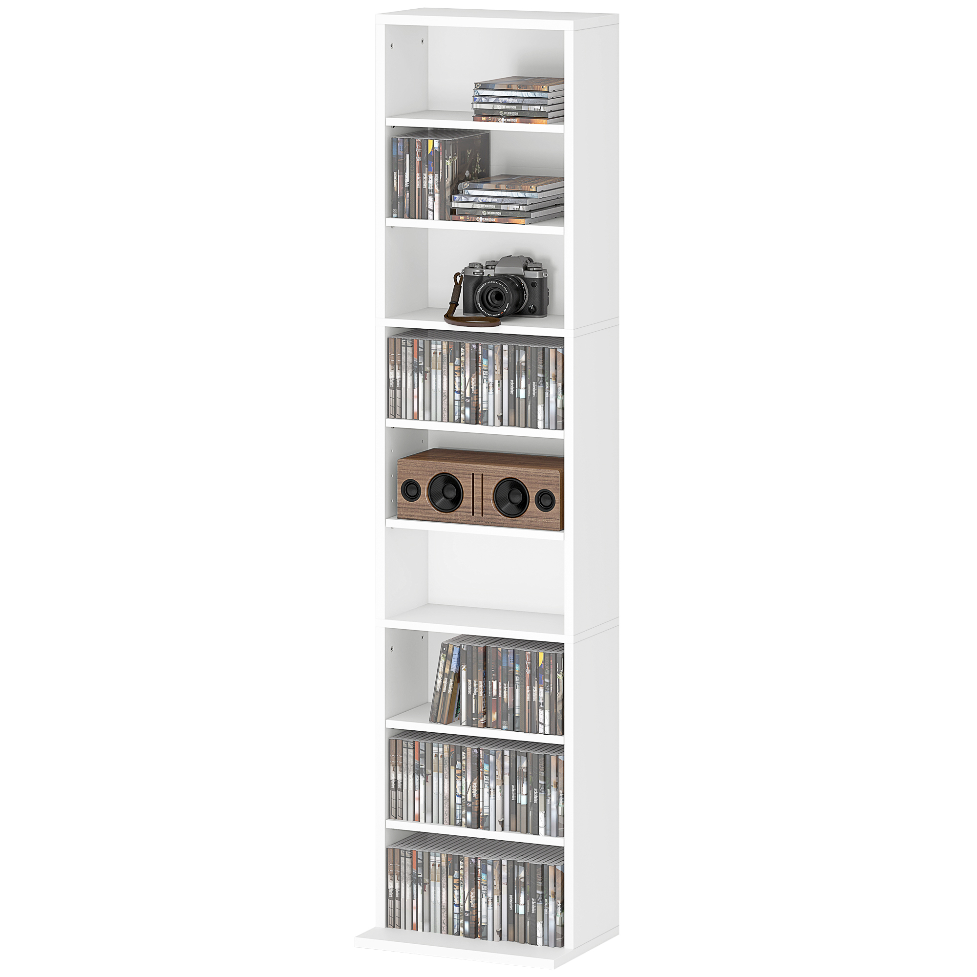 260 Narrow CD Storage Unit - White_voghion.com