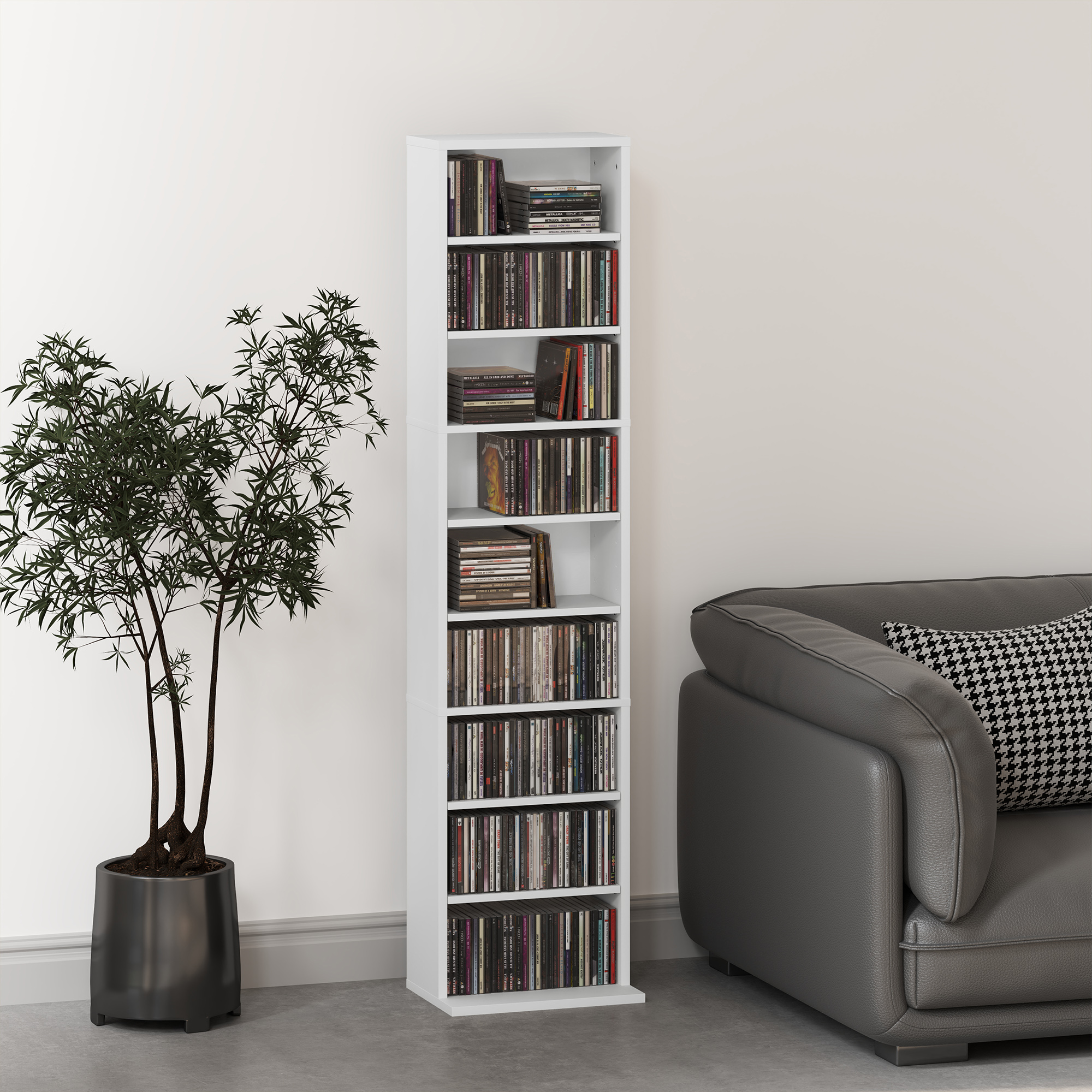 260 Narrow CD Storage Unit - White_voghion.com