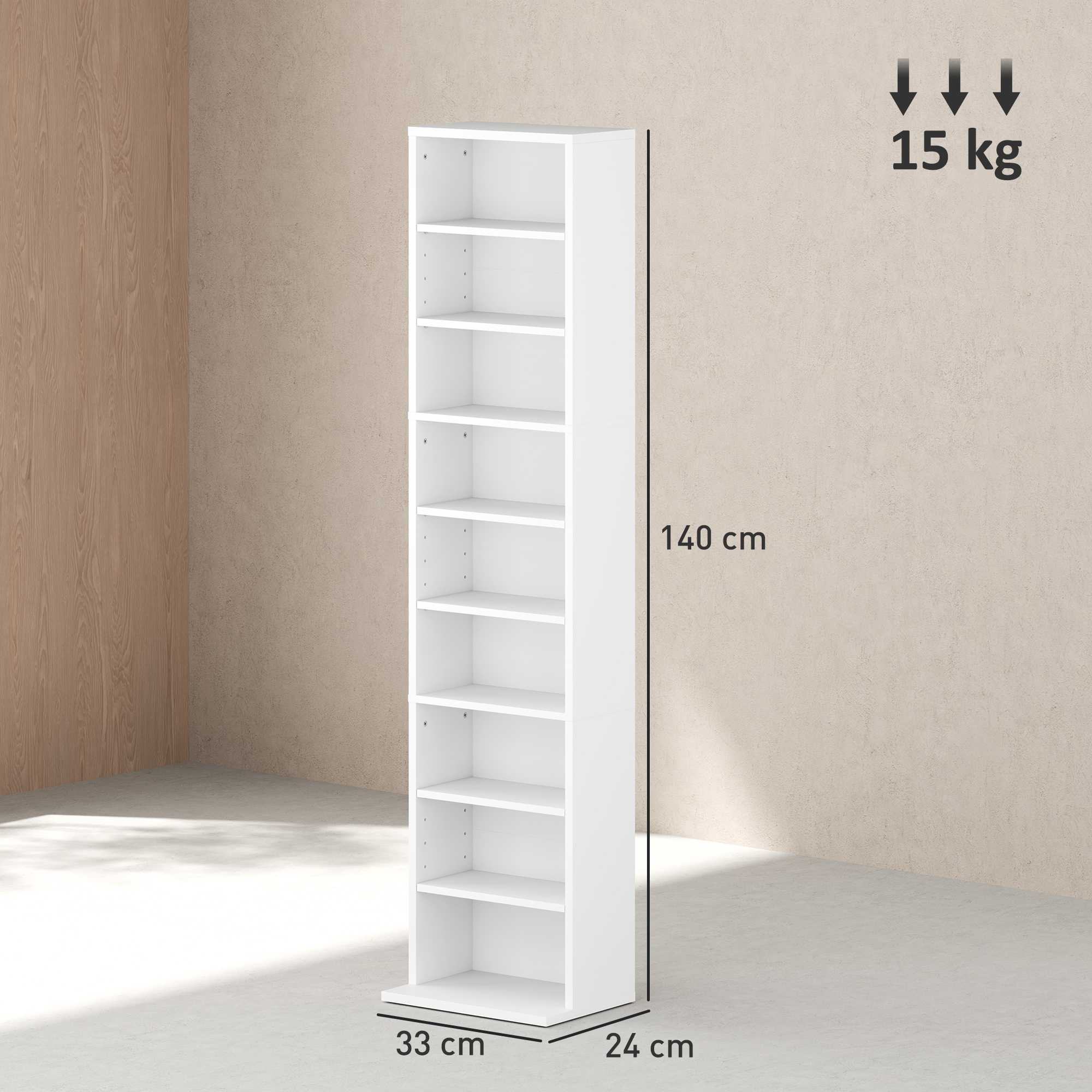 260 Narrow CD Storage Unit - White_voghion.com