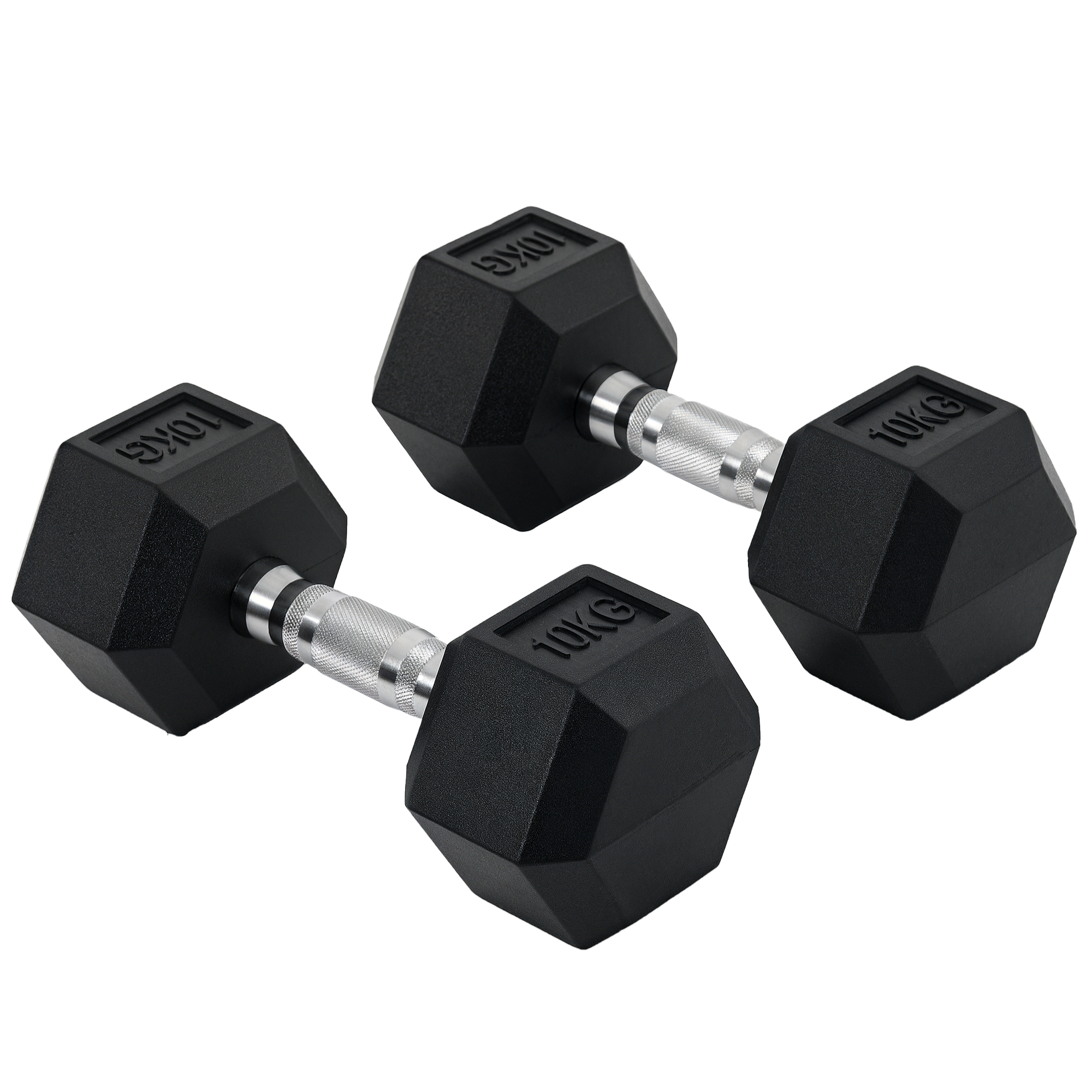 Juego De Mancuernas 2x10 Kg Con Barra De Conexión De Metal Cabeza Hexagonal Para Entrenamiento En Y Plata_voghion.com