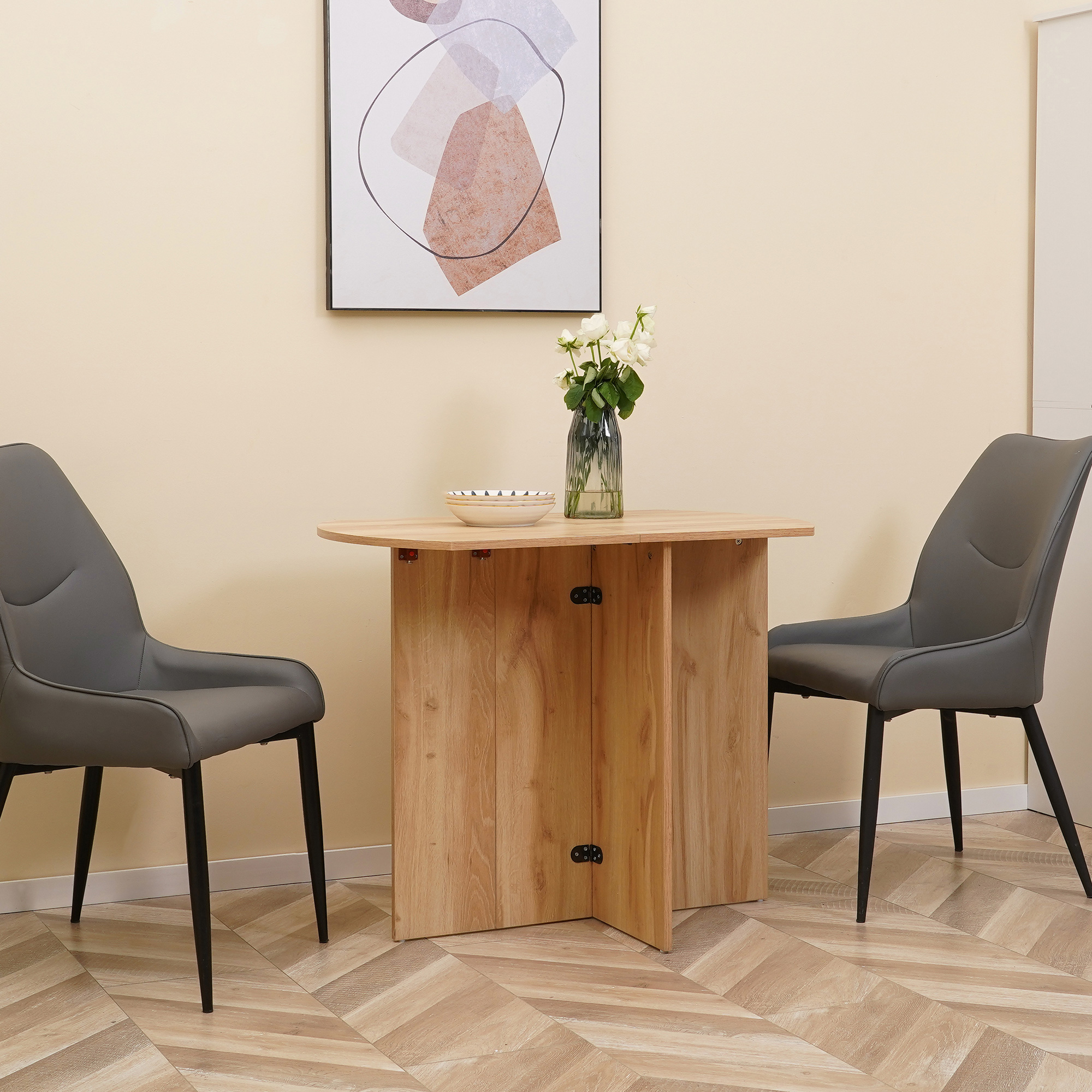 Dettaglio finitura effetto legno e bordo tavolo Irovami