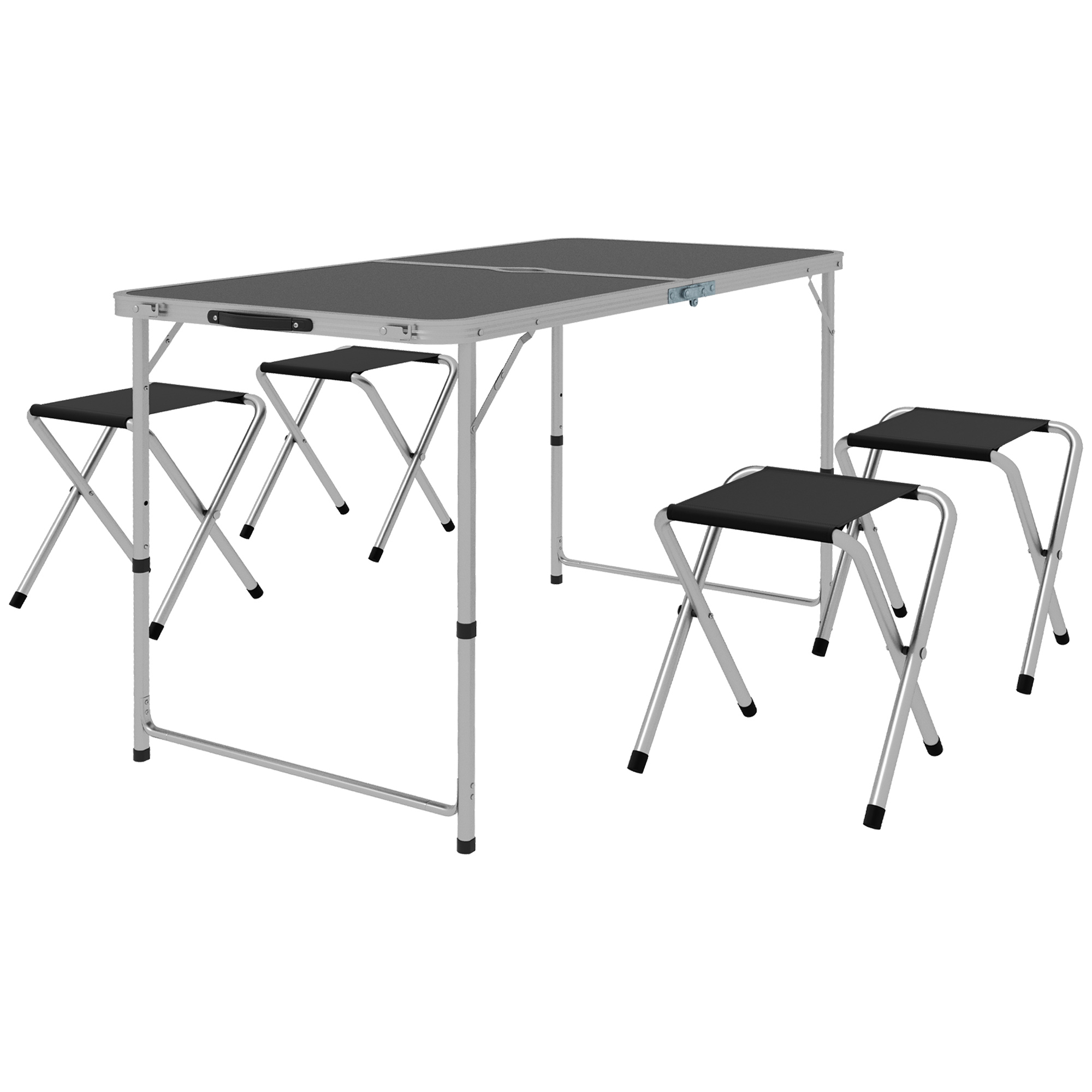 Four-Person Foldable Aluminium Picnic Set Camping Table With Four Chair_voghion.com