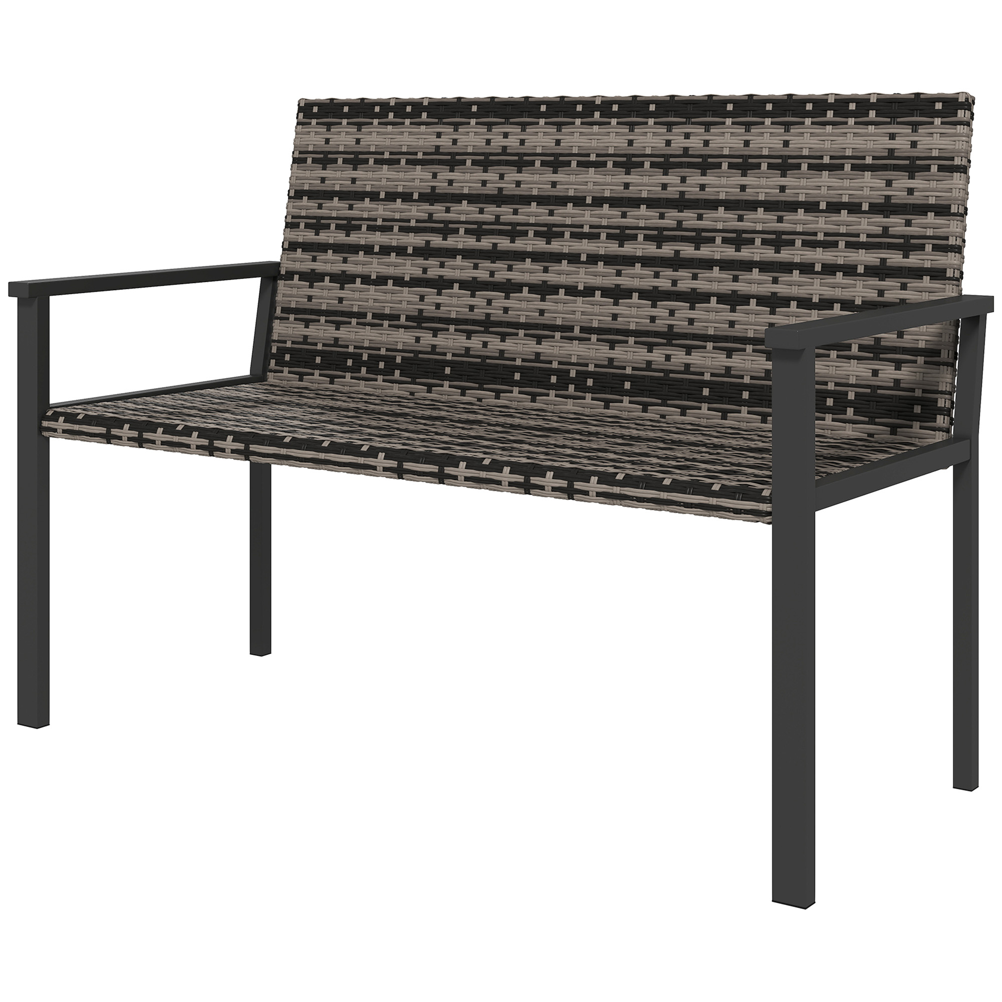 Two-Seater Rattan Bench - Mixed Grey_voghion.com