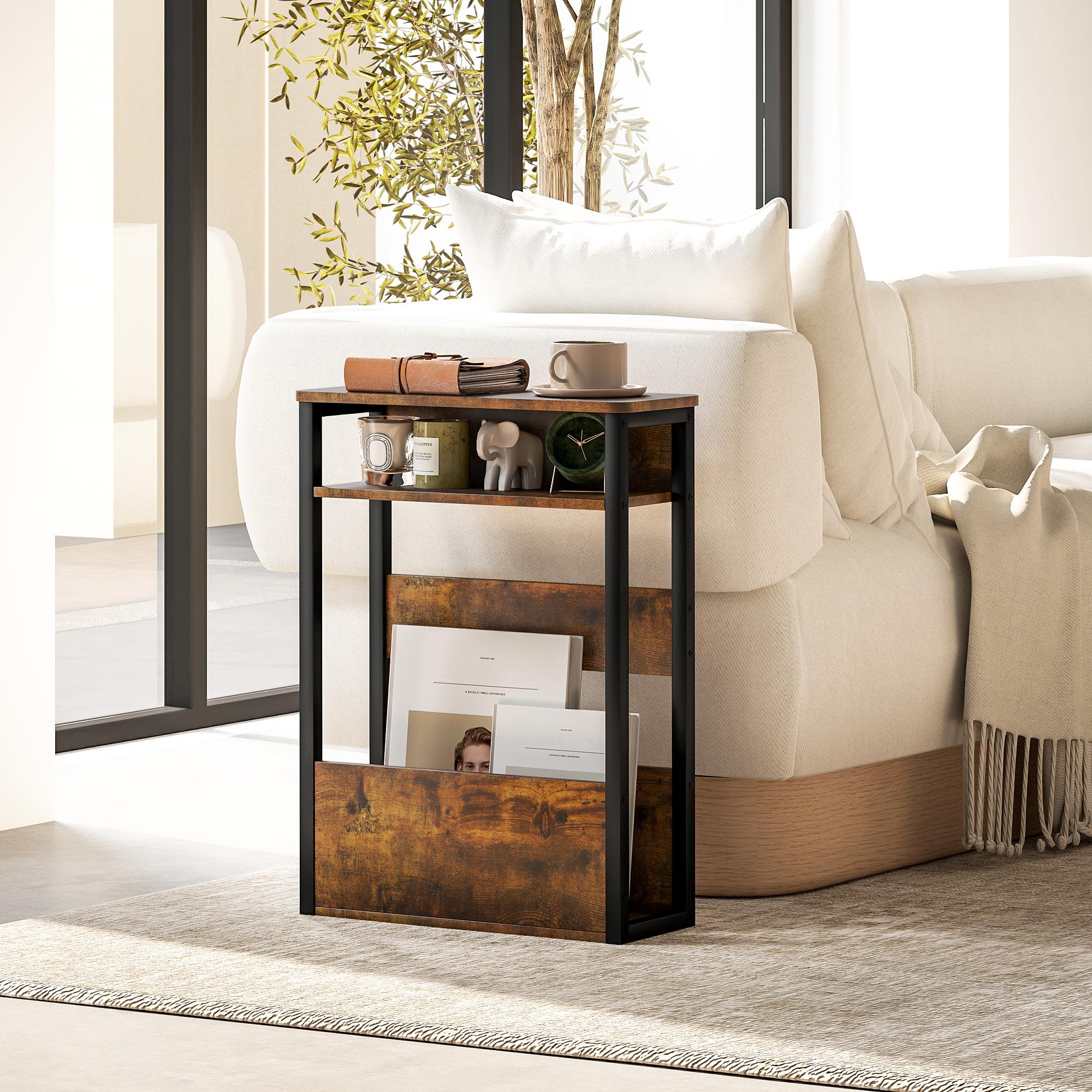 Industrial-Style Side Table - Black/Brown_voghion.com