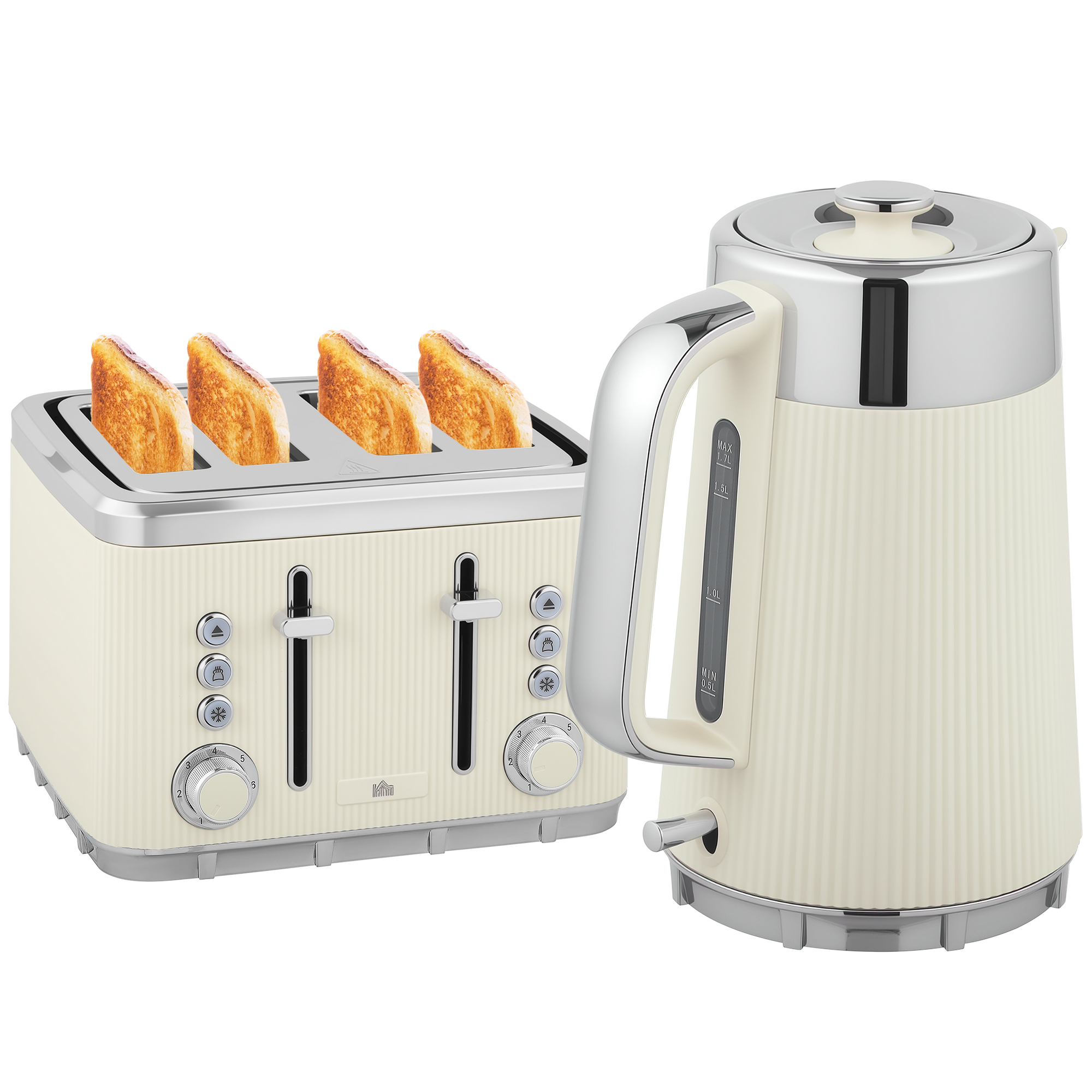 Frühstücksset Wasserkocher Toaster für Familie Küche 4 Scheiben 1,7L 2200W