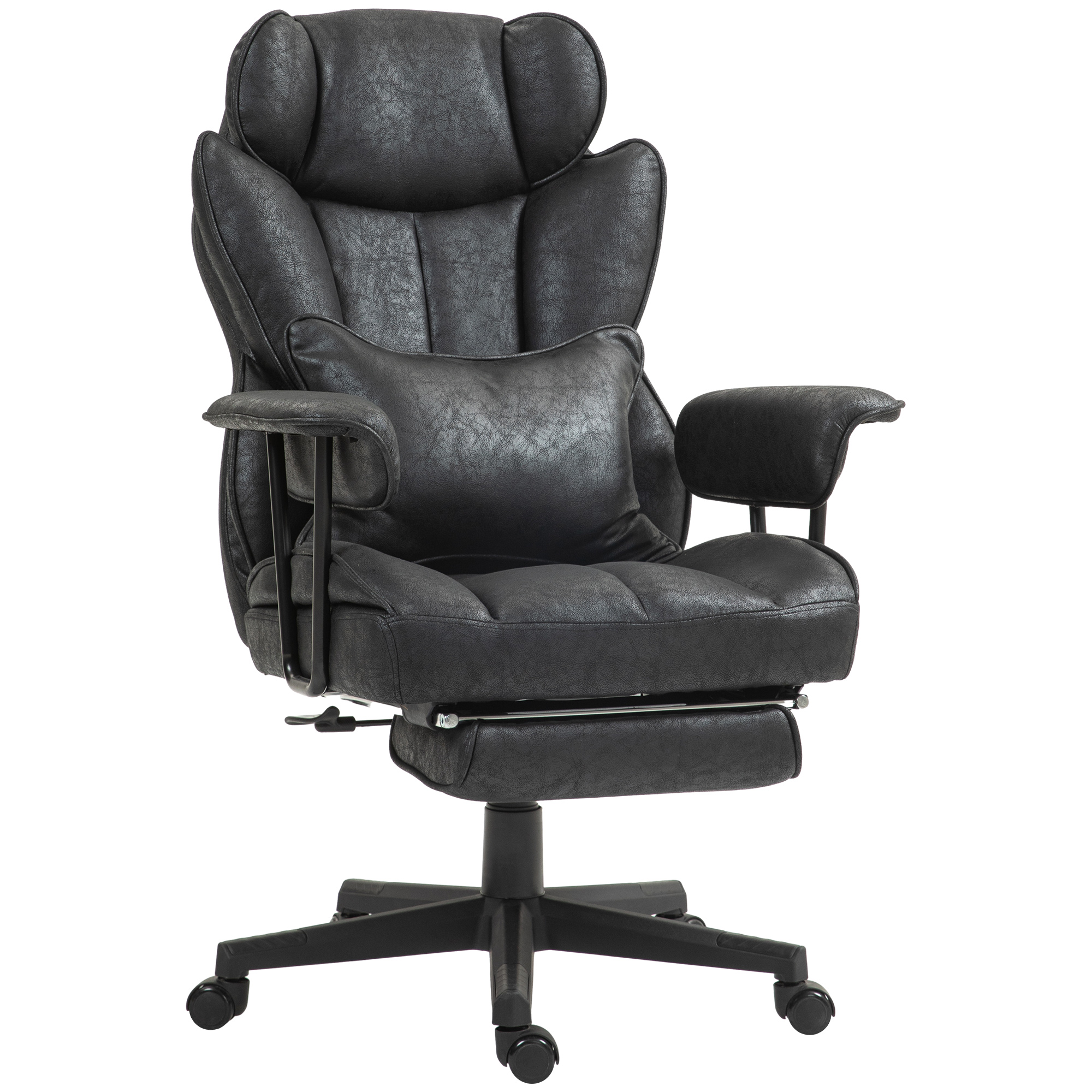 396lbs. Big and Tall Office Chair, Executive Office Chair with Footrest, Lumbar Support, and Reclining Function, Black
