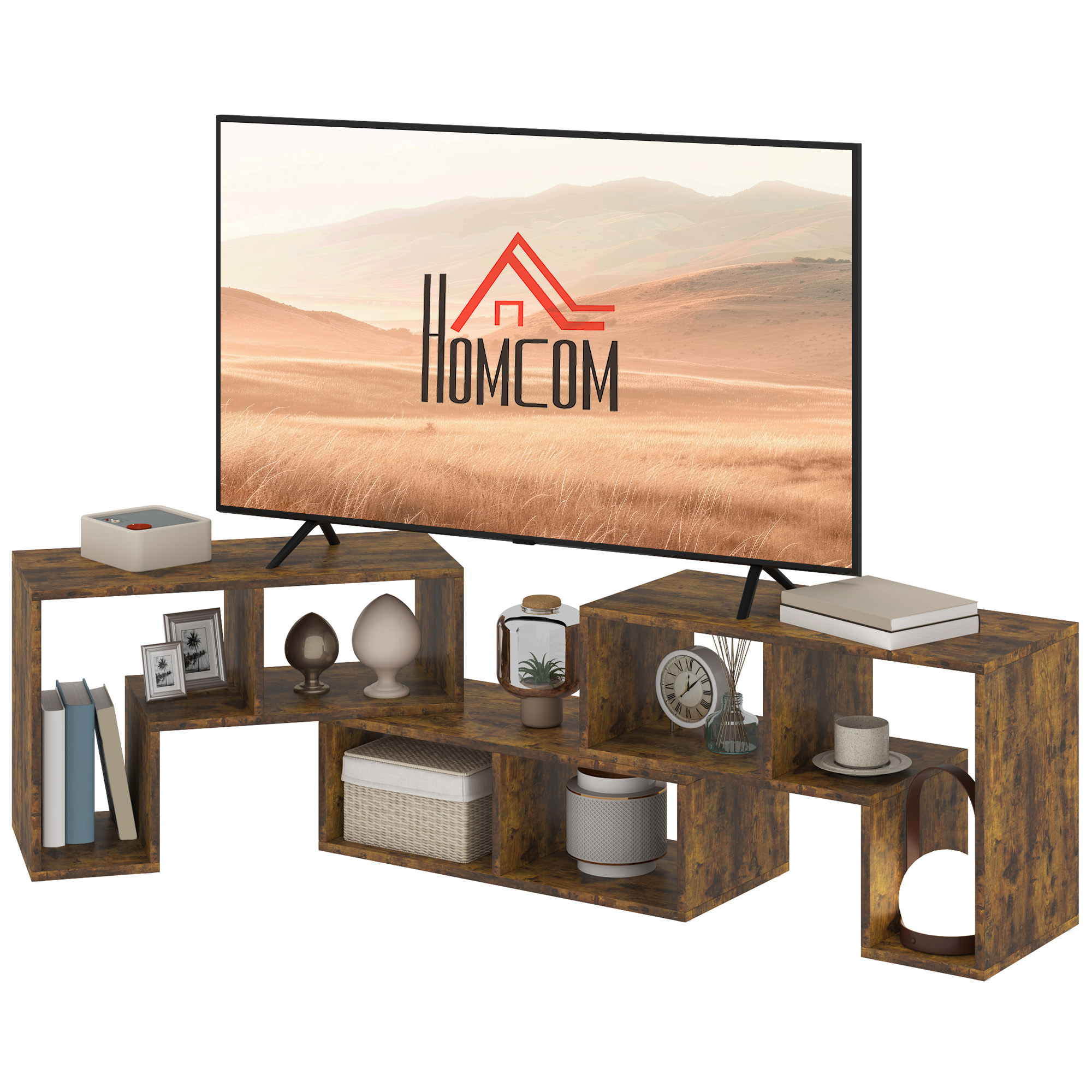 Three-Block Modular TV Stand - Rustic Brown_voghion.com