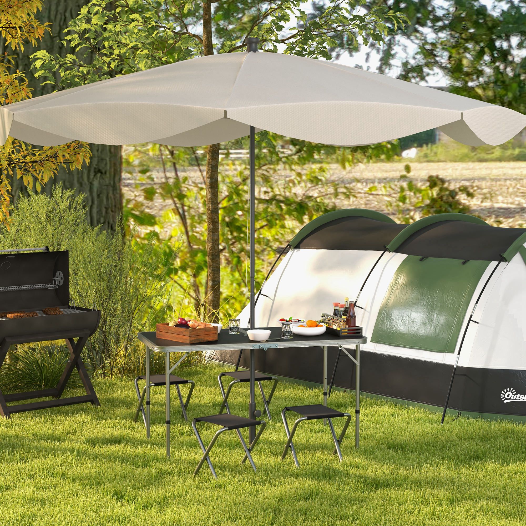 Four-Person Foldable Aluminium Picnic Set Camping Table With Four Chair_voghion.com