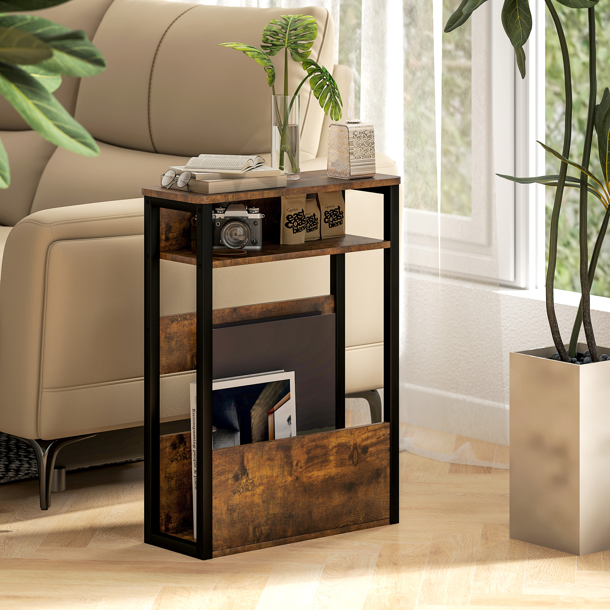 Industrial-Style Side Table - Black/Brown_voghion.com