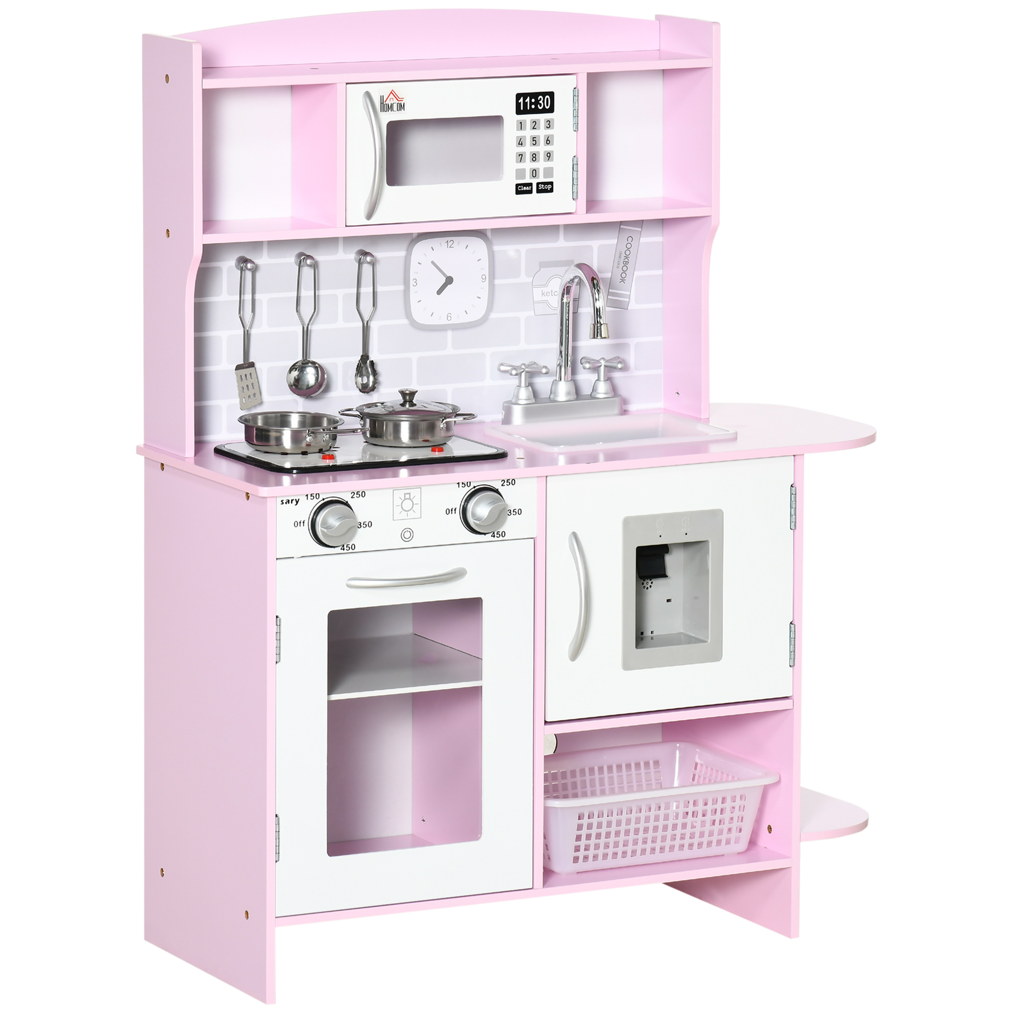 Cocina De Juguete De Madera Para Niños De +3 Años Cocinita De Juguete Avec Luz Y Sonidos 70x29x90 Cm Rose_voghion.com