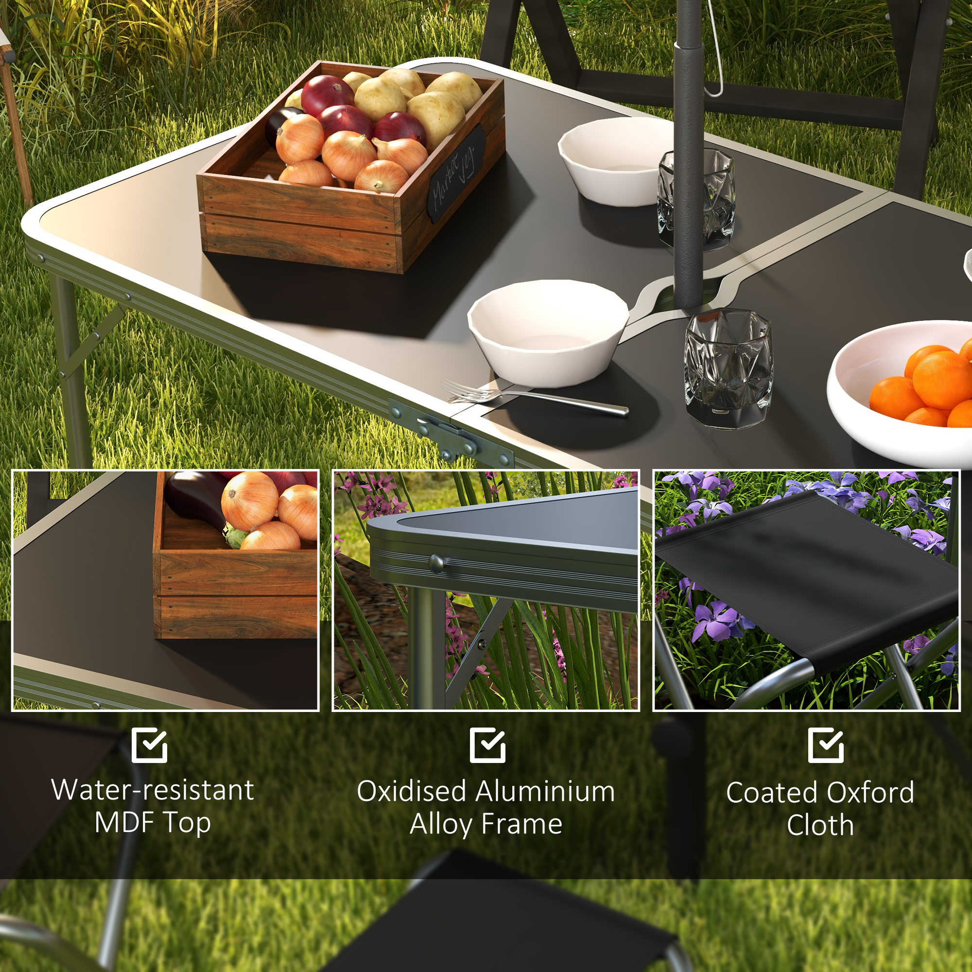 Four-Person Foldable Aluminium Picnic Set Camping Table With Four Chair_voghion.com