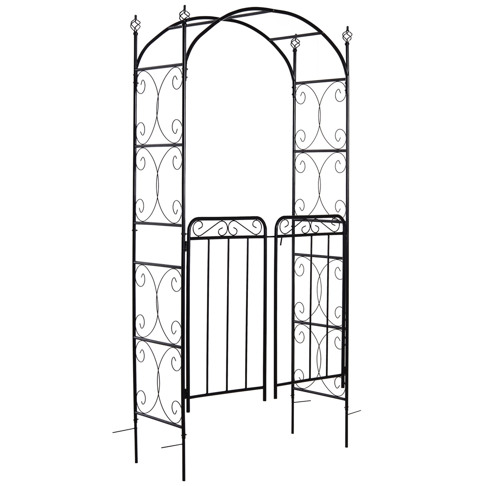 Garden Arch Arbor with Gate, Metal Arch Trellis, Garden Archway for Climbing Vines, Wedding Ceremony Decoration, Black