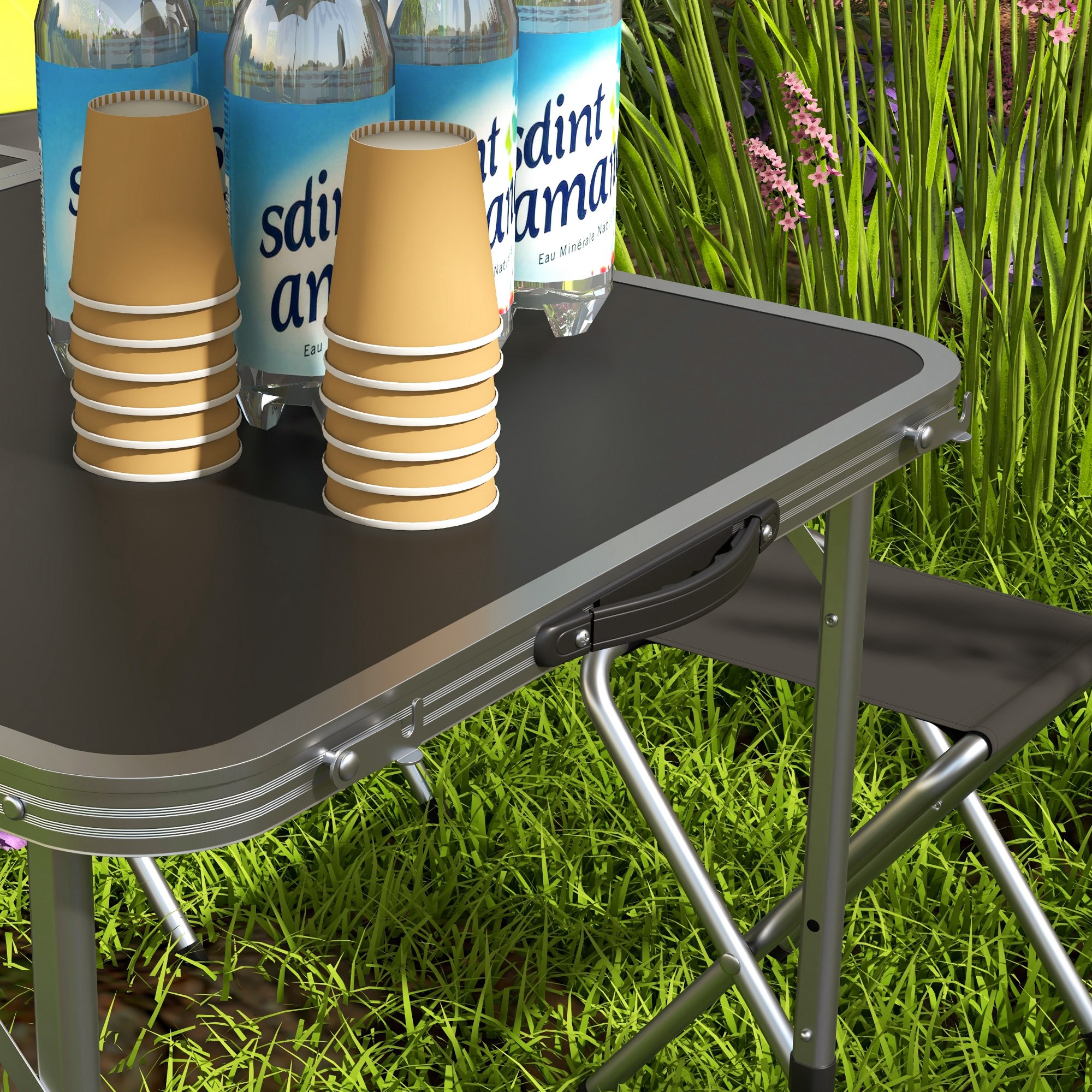 Four-Person Foldable Aluminium Picnic Set Camping Table With Four Chair_voghion.com