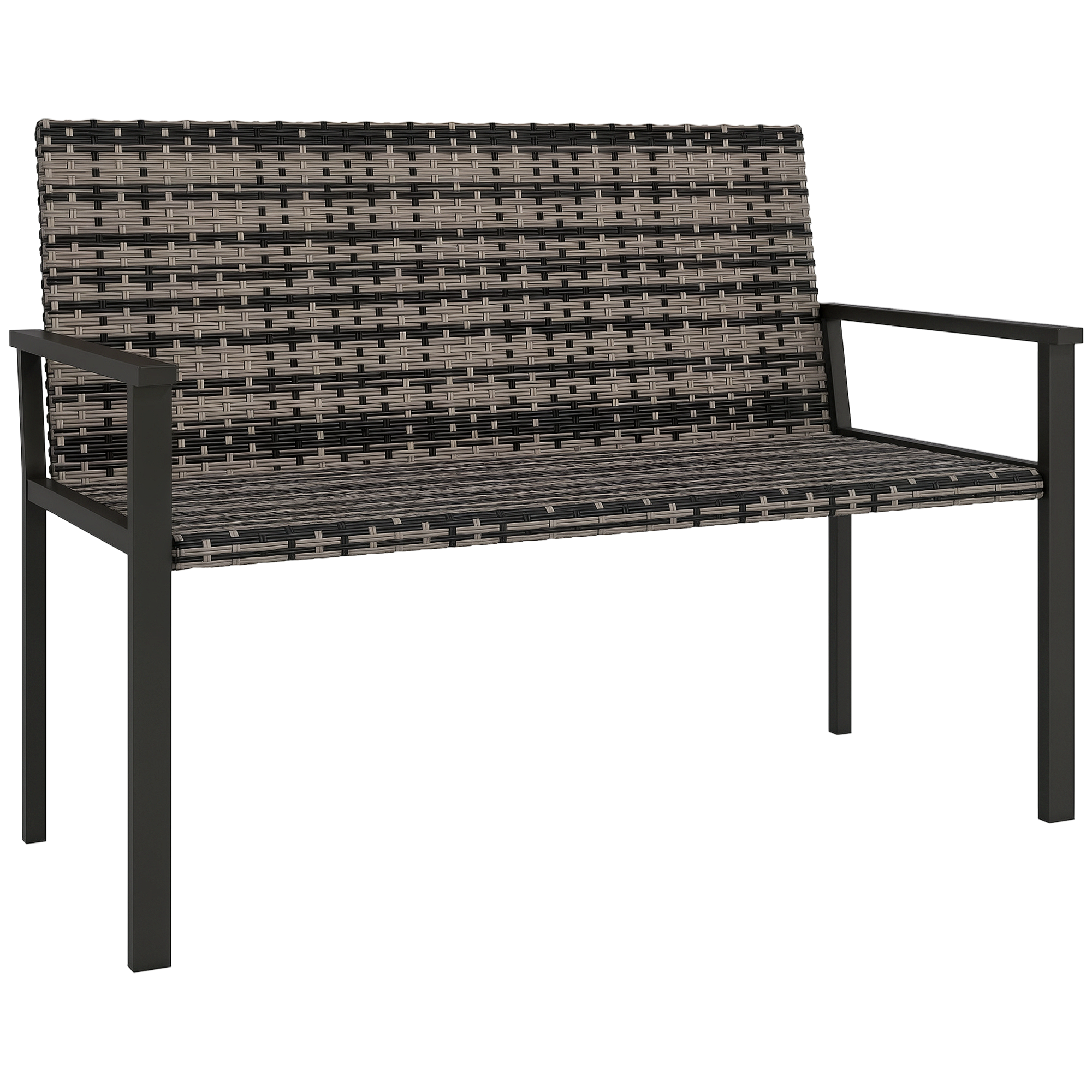 Two-Seater Rattan Bench - Mixed Grey_voghion.com