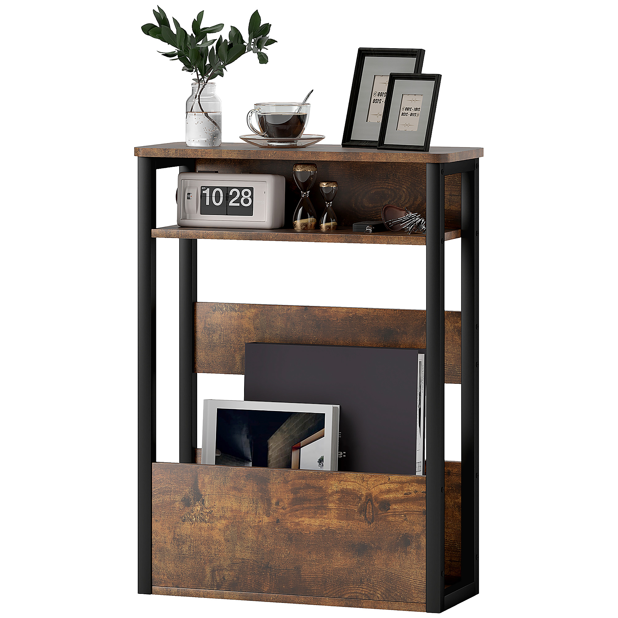 Industrial-Style Side Table - Black/Brown_voghion.com