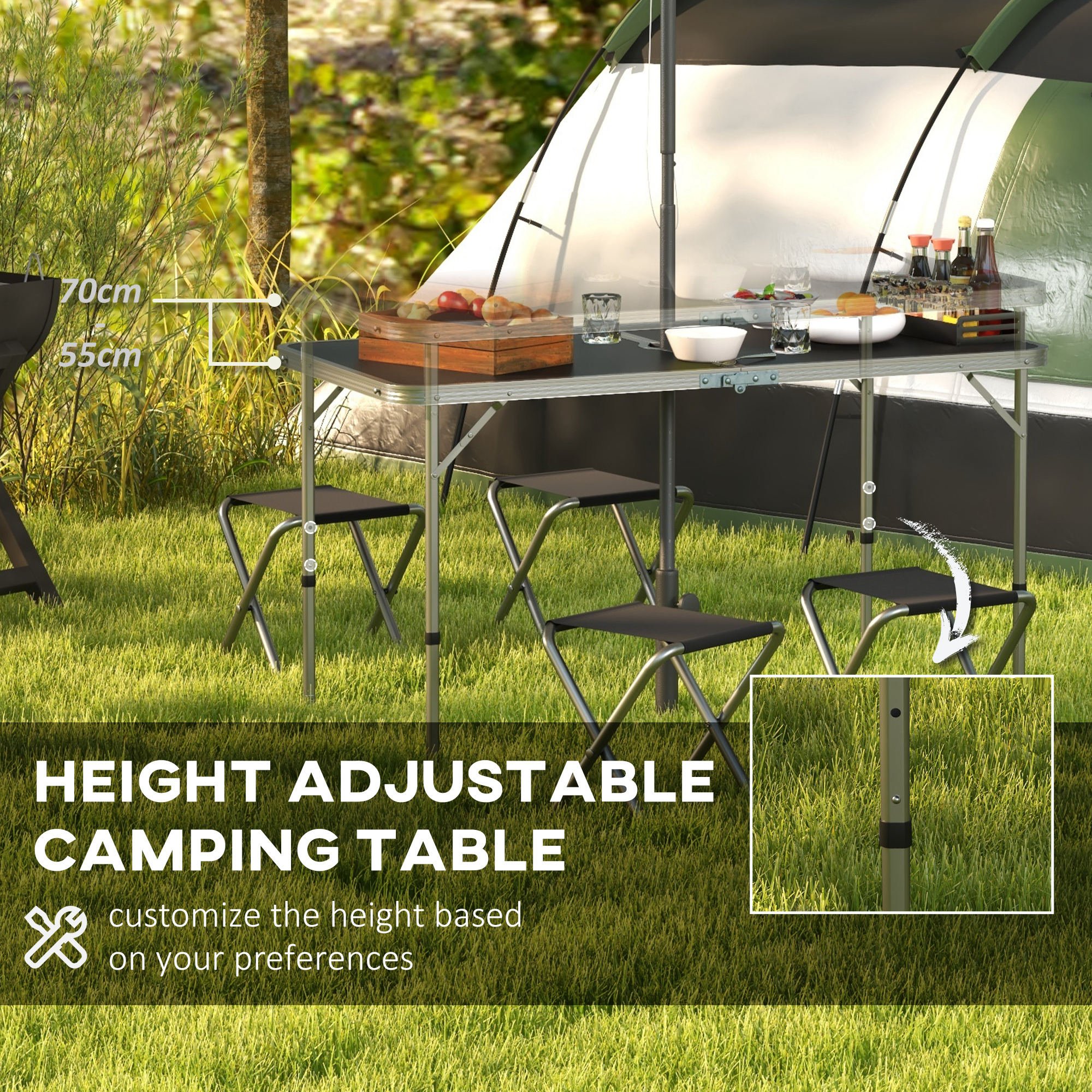 Four-Person Foldable Aluminium Picnic Set Camping Table With Four Chair_voghion.com