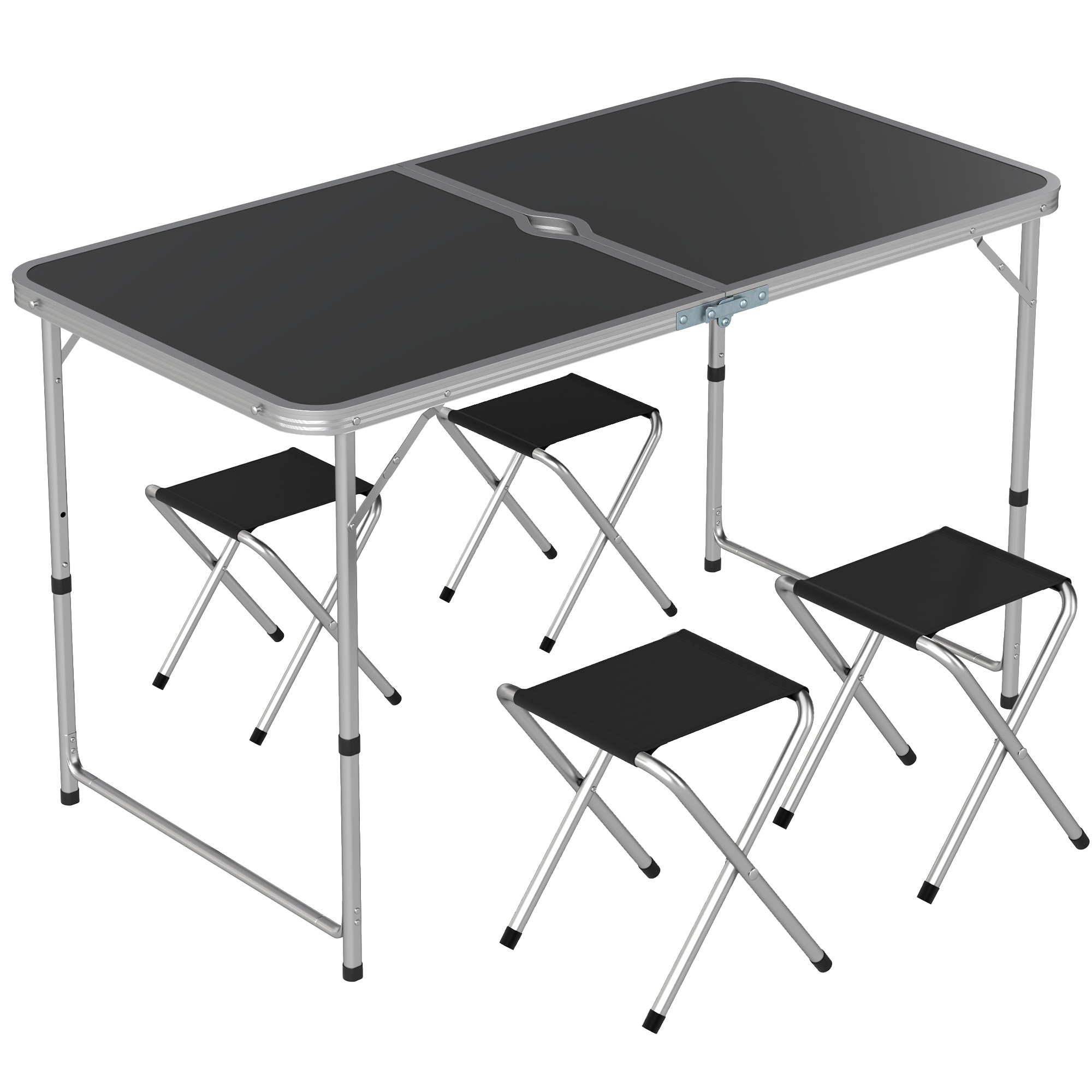 Four-Person Foldable Aluminium Picnic Set Camping Table With Four Chair_voghion.com