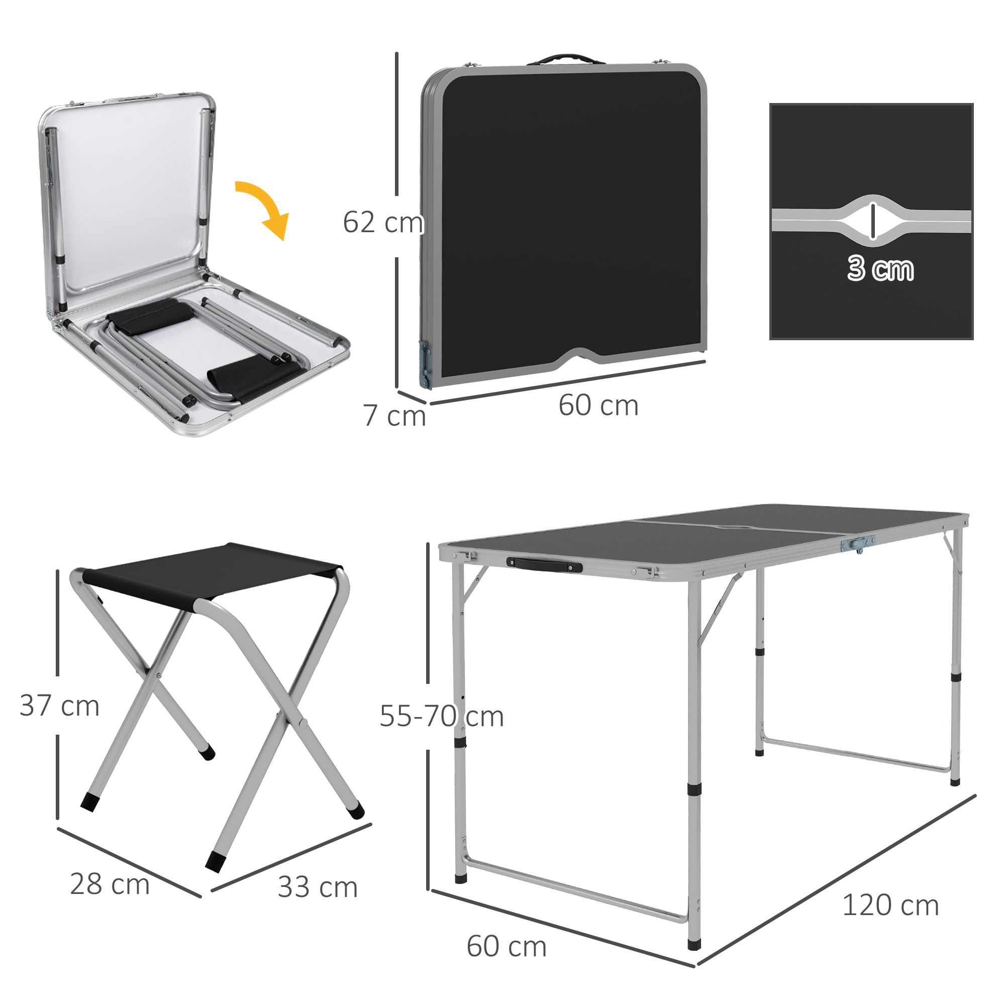 Four-Person Foldable Aluminium Picnic Set Camping Table With Four Chair_voghion.com