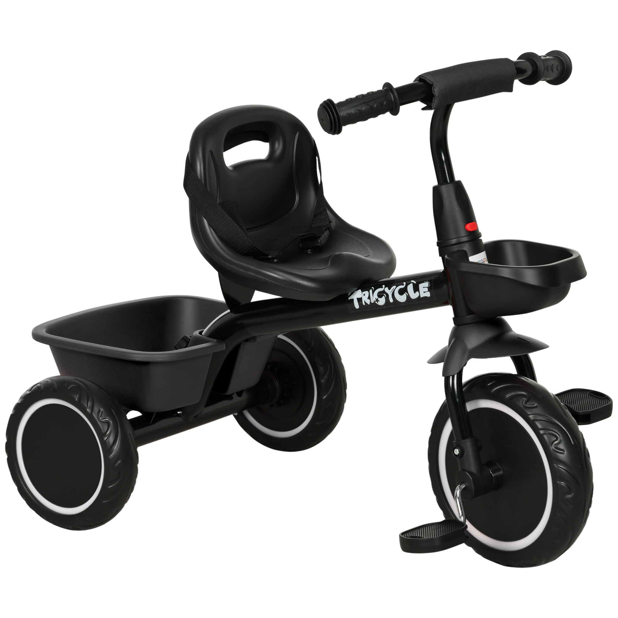 Tricycle for Toddlers Age 2-5 with Adjustable Seat, Storage Baskets, Black
