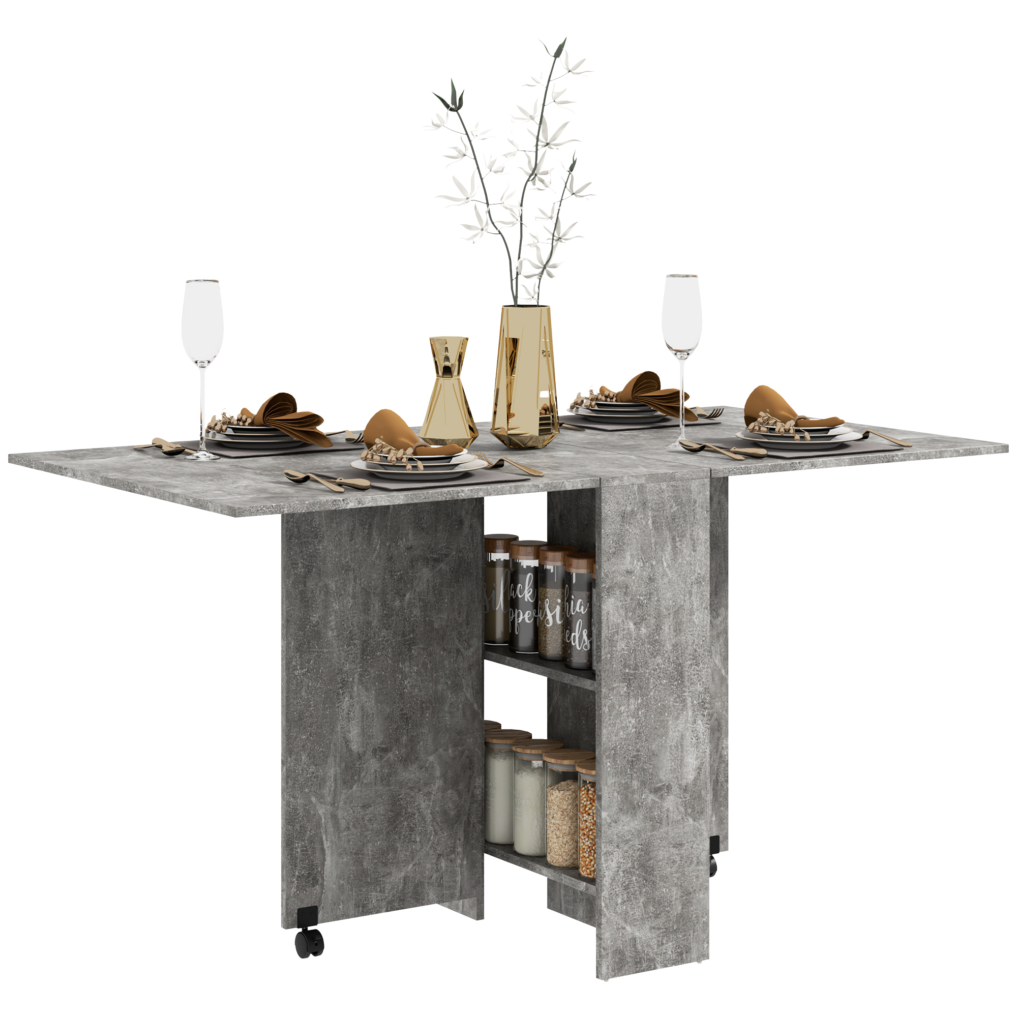 Table pliante en bois grise vue d'ensemble