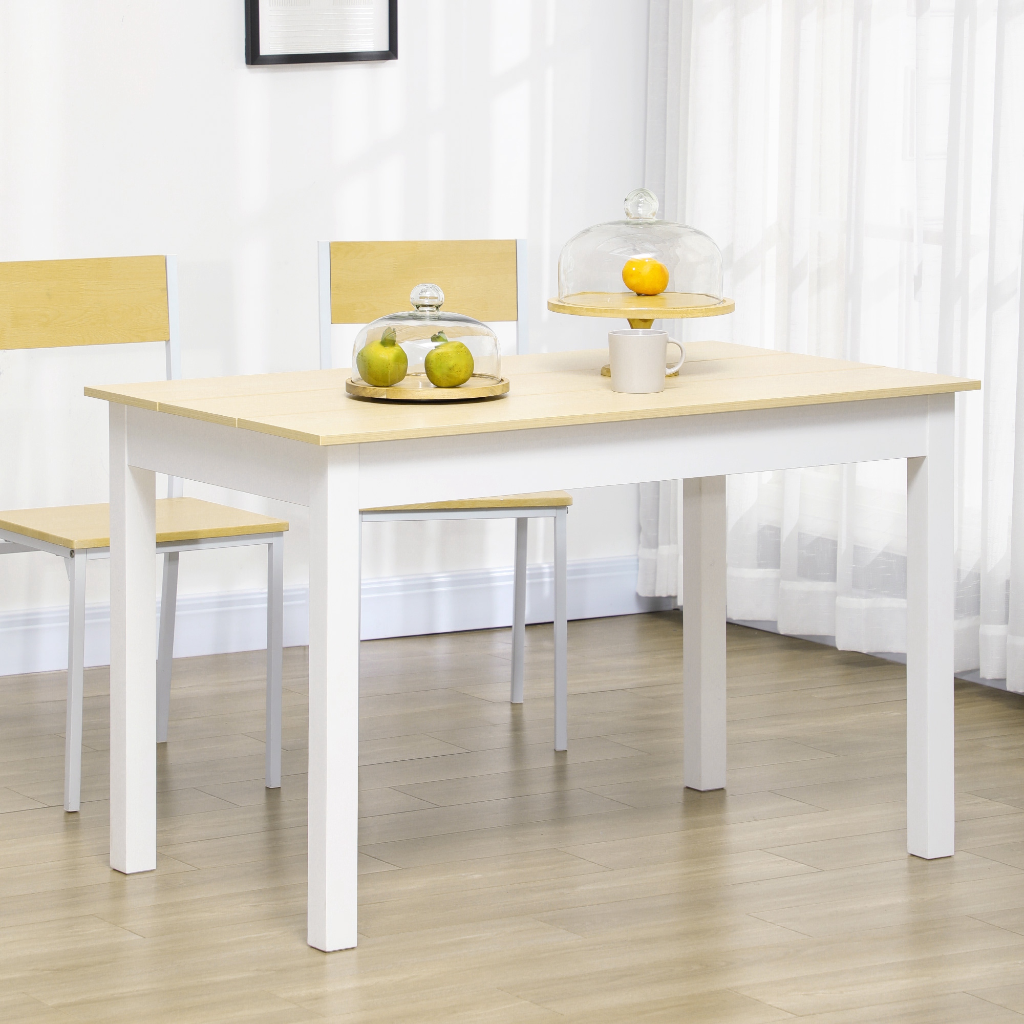 Table à manger moderne pour 4 à 6 personnes en bois chêne blanc_voghion.com
