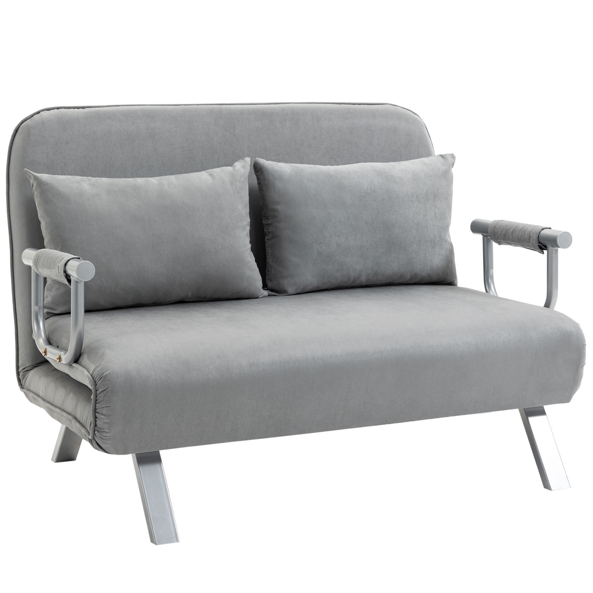 Two-Seater Click-Clack Sofa Bed - Light Grey_voghion.com